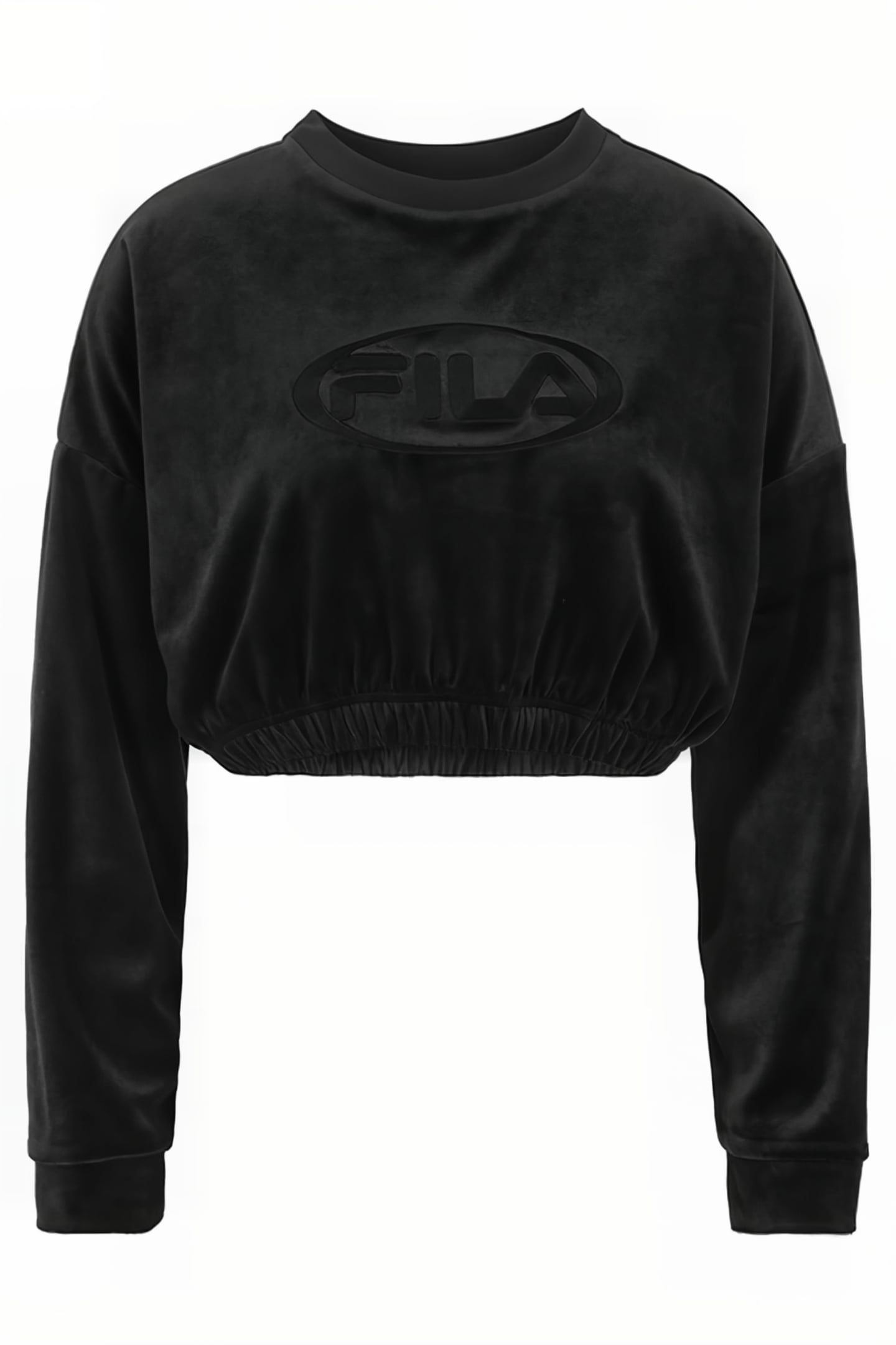 LEVALA CROPPED VELVET CREW SHIRT BLACK 1