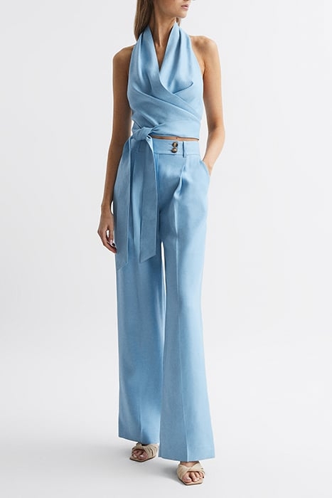 HOLLIE-COWL HALTER TOP BLUE 2