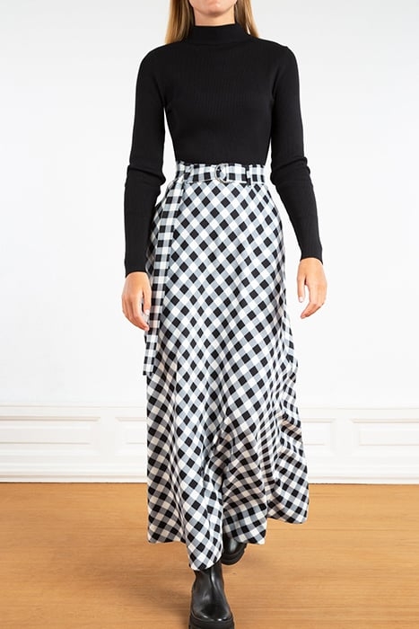 SKIRT CHECK BIAS BLACK/ECRU 1