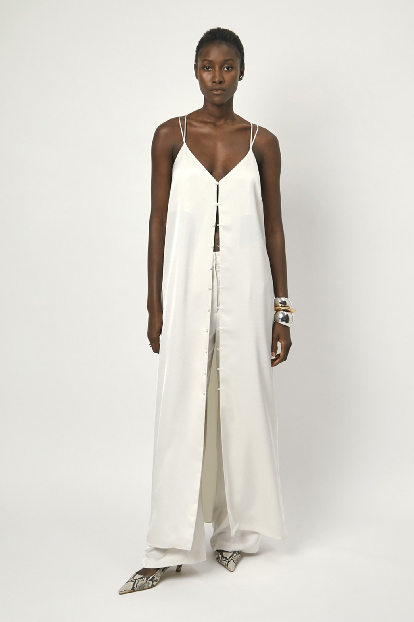 LOAN SATIN DRESS BUTTER CREAM 1