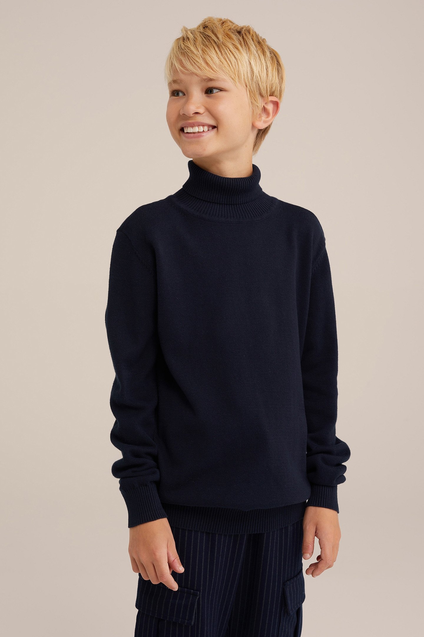 KNITTED PULLOVER DARK BLUE 1