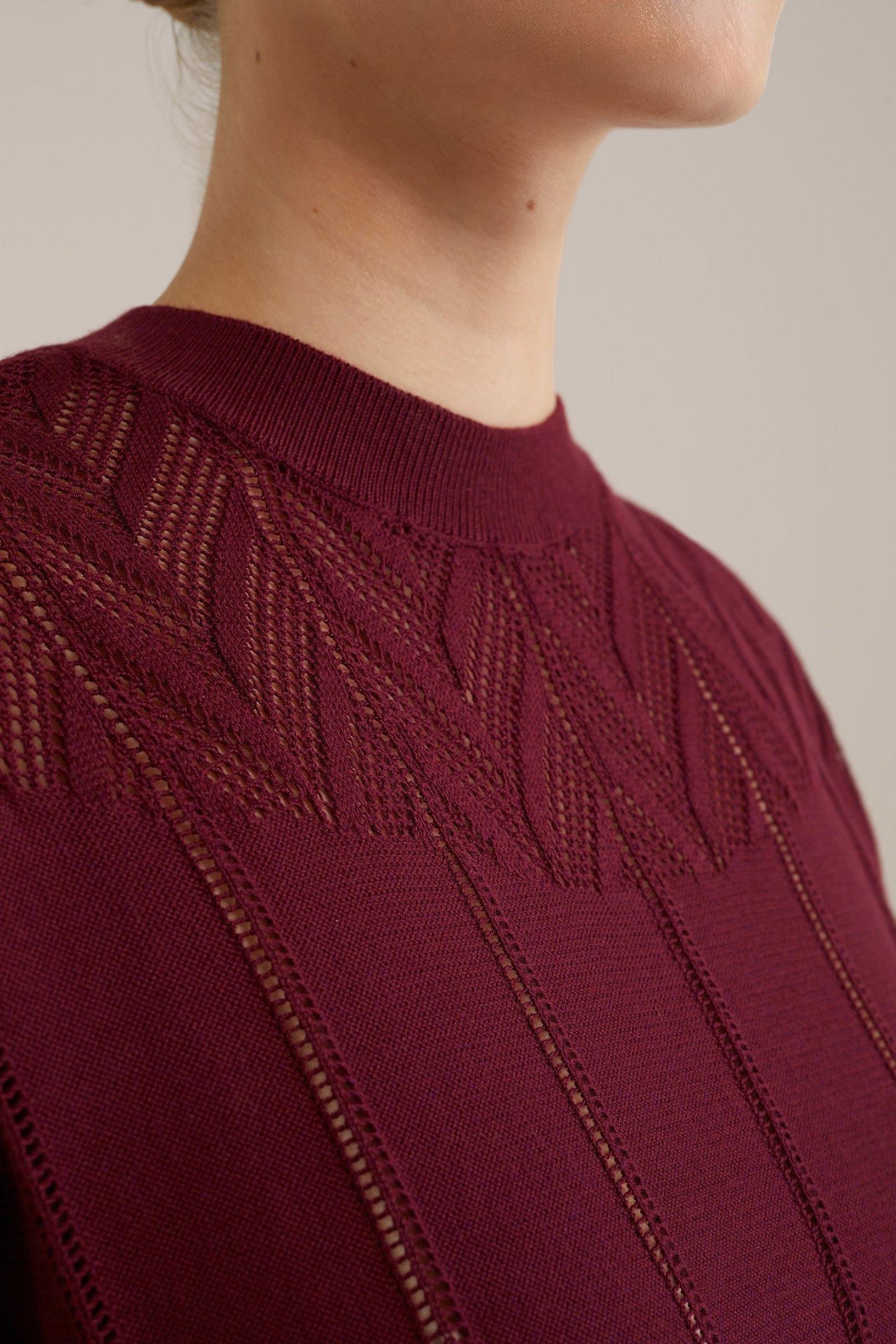 KNITTED PULLOVER BURGUNDY RED 5