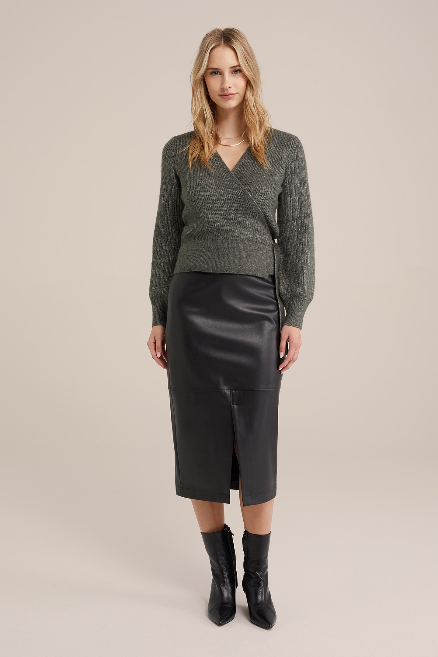 WRAP CARDIGAN GREYISH GREEN 3