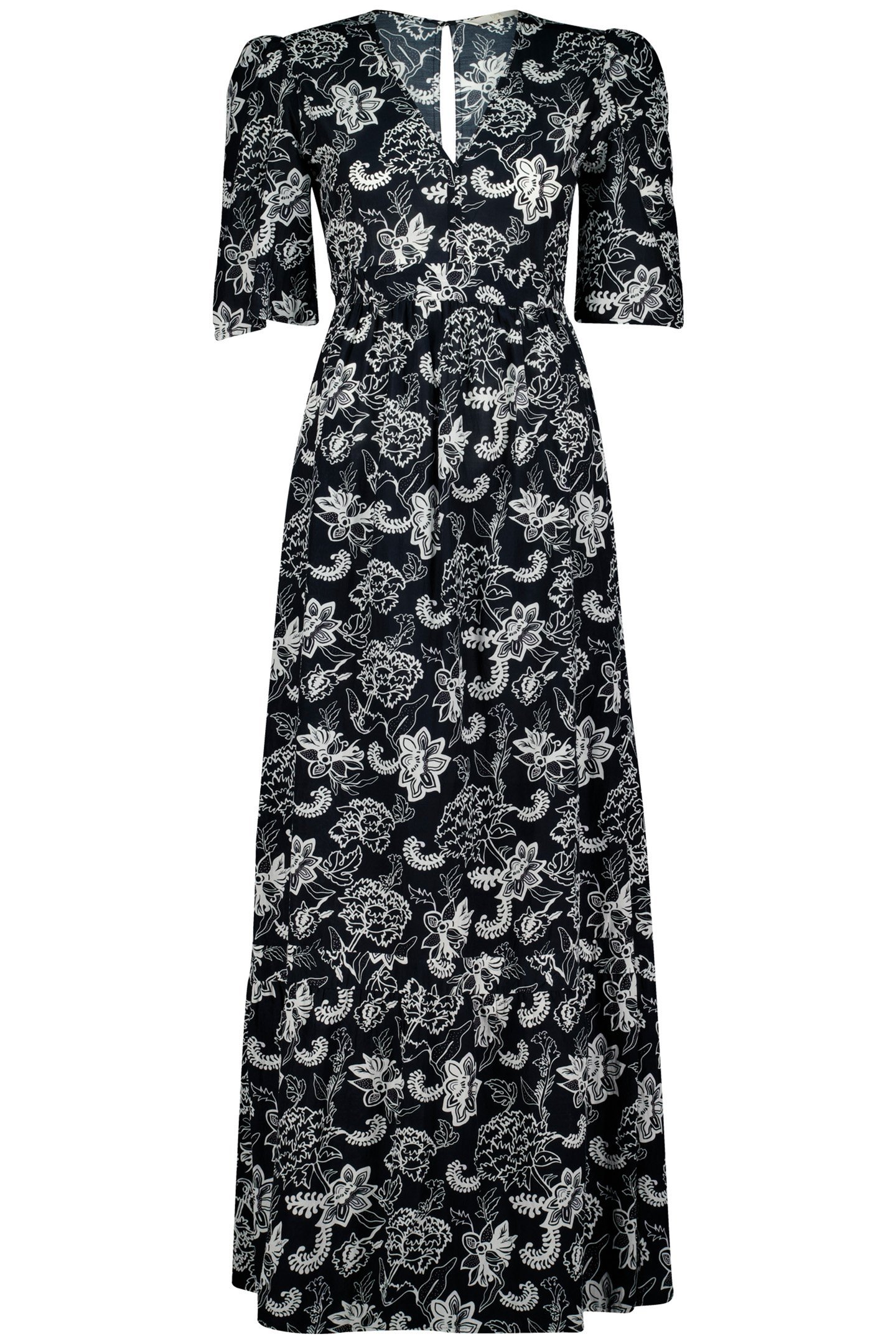 MAXI MAXI DRESS BUENO DARKBLUE WITH WHITE SENNA PRINT 3