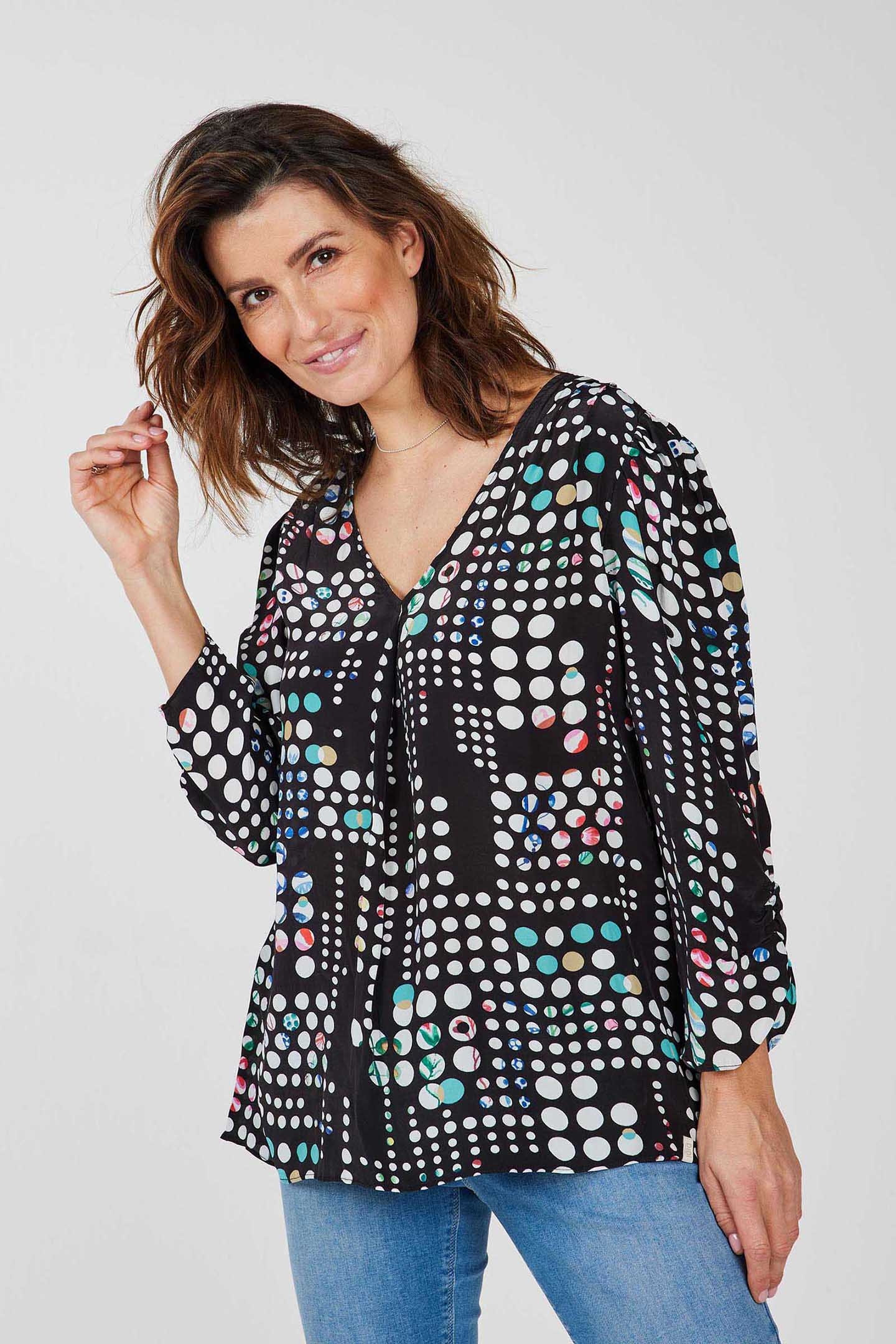 BLOUSE IDYLLIC BLACK WITH SECRET DOT PRINT 1