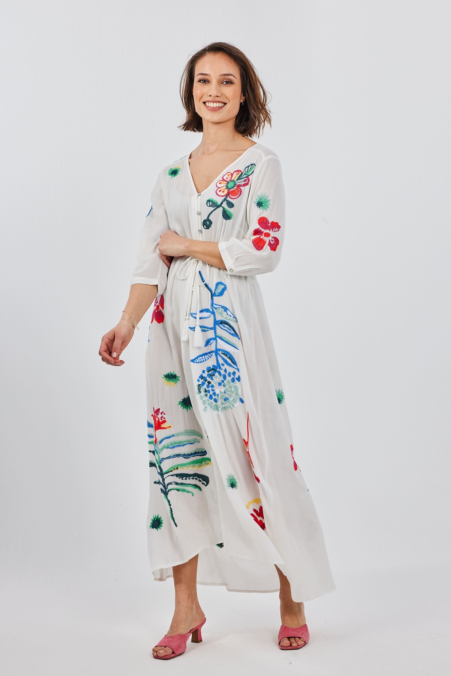 MAXI DRESS BOTANIC SPICE EMBRO OFFWHITE WITH BOTANIC SPICE E 3