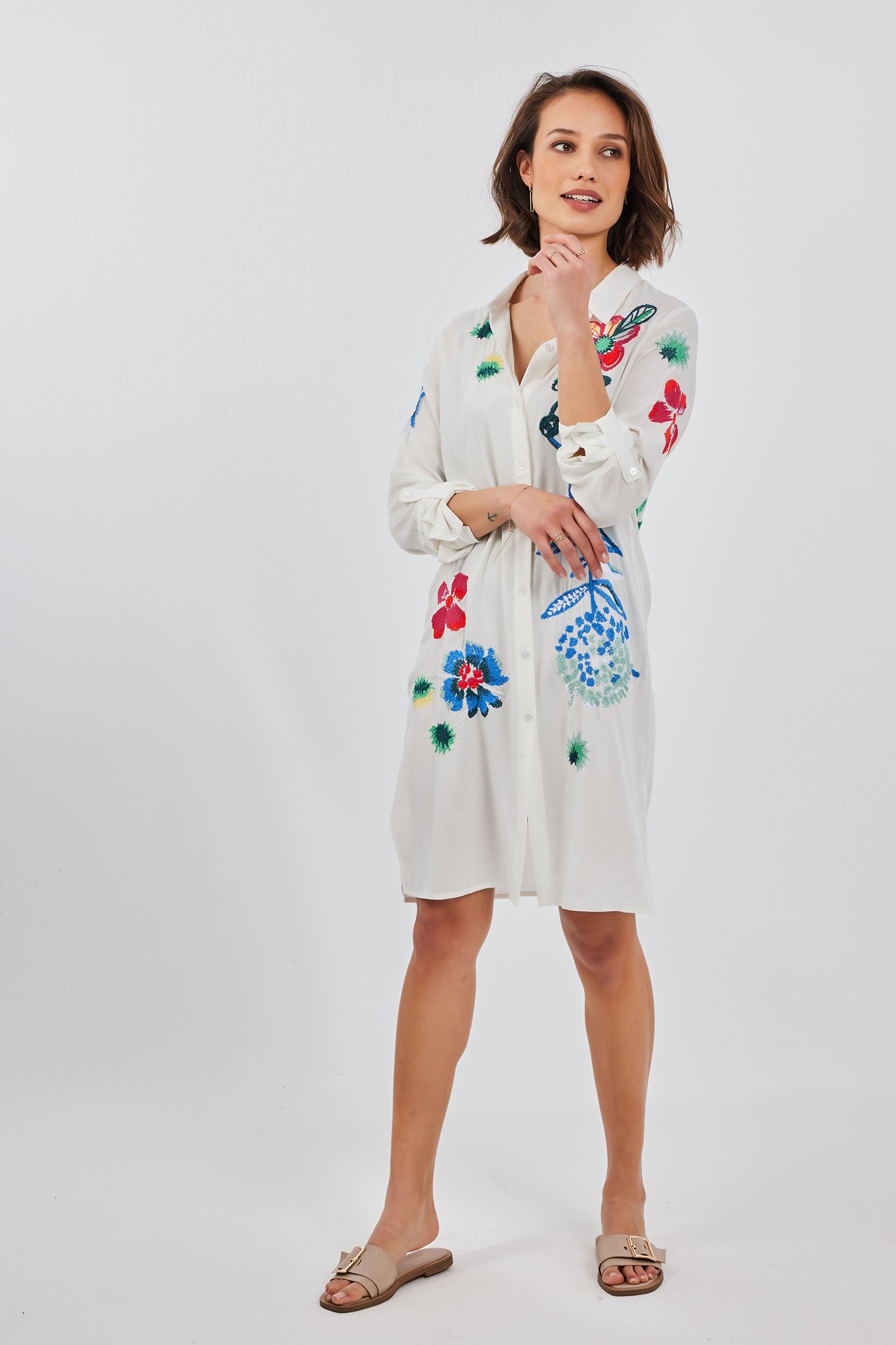 TUNIC WITH BOTANIC SPICE EMBROIDERY OFFWHITE WITH BOTANIC SP 1