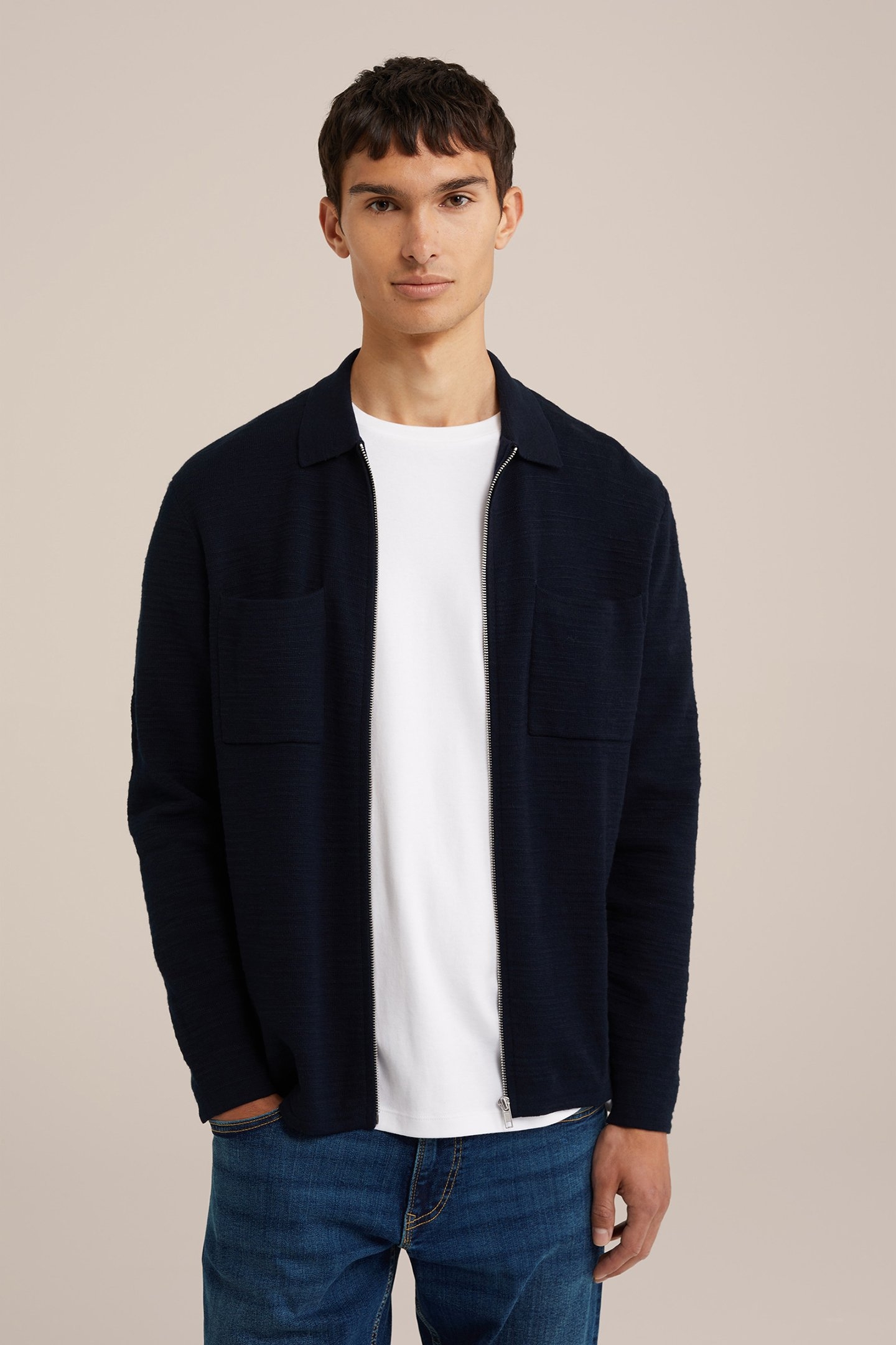 CARDIGAN WITH ZIPPER DARK BLUE 1