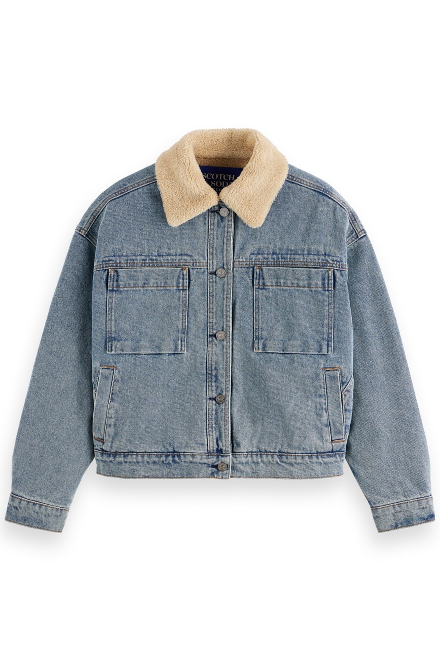 WASHED DENIM JACKET WITH SHERPA DETAILS WASHED INDIGO 4