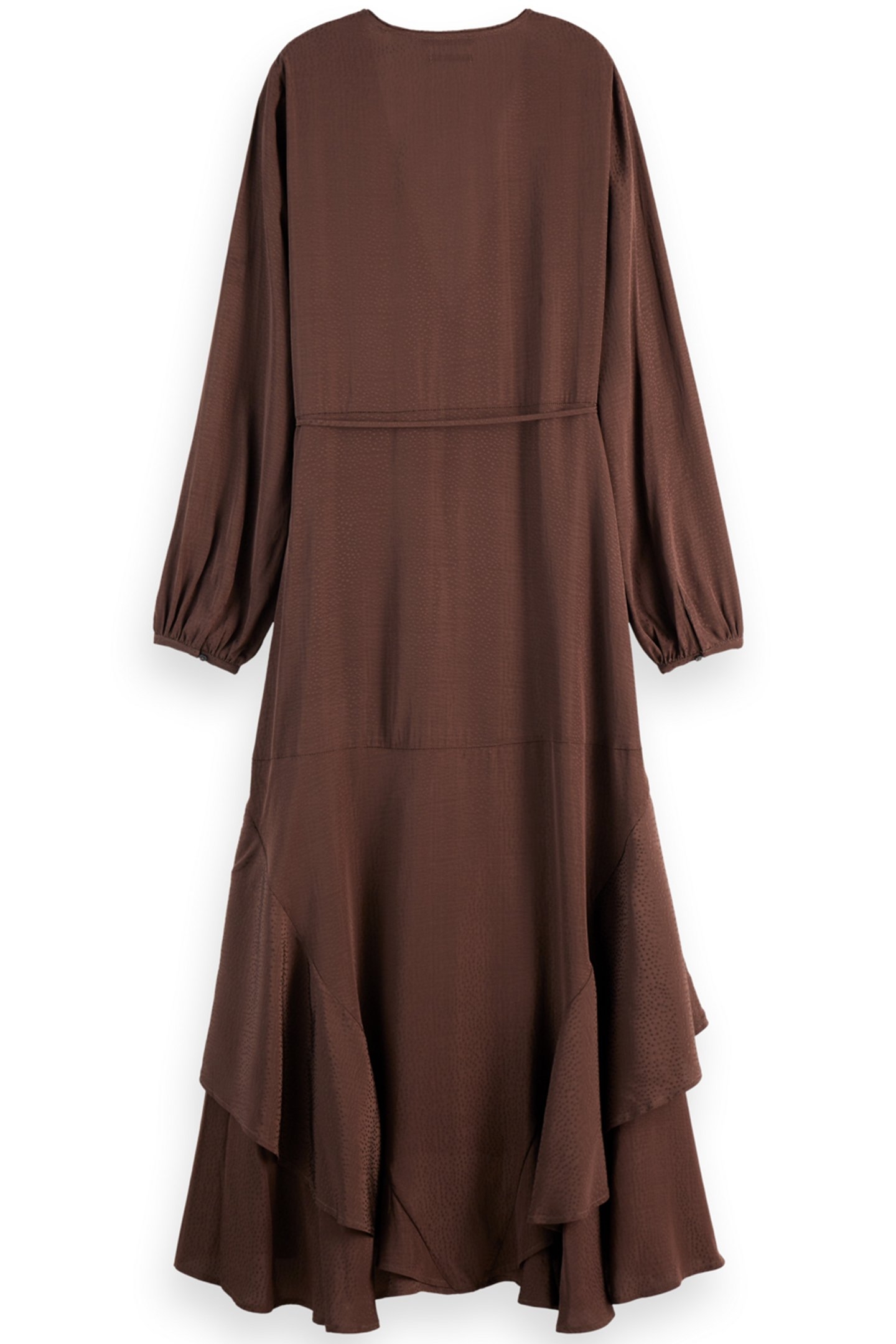 VISCOSE JACQUARD MIDI WRAP DRESS COFFEE 2
