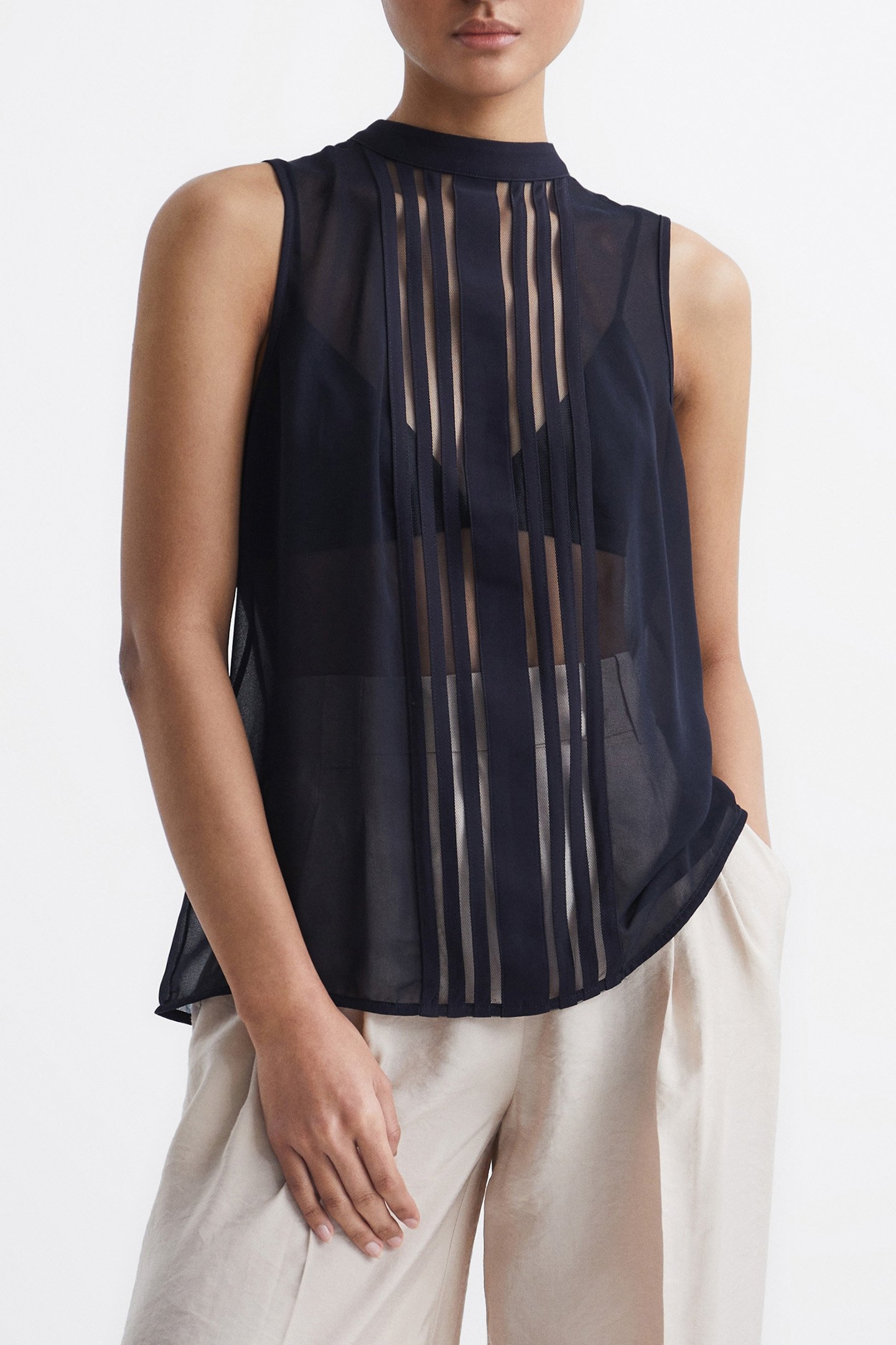 EMERY-SHEER STRIPE PANEL NAVY 1