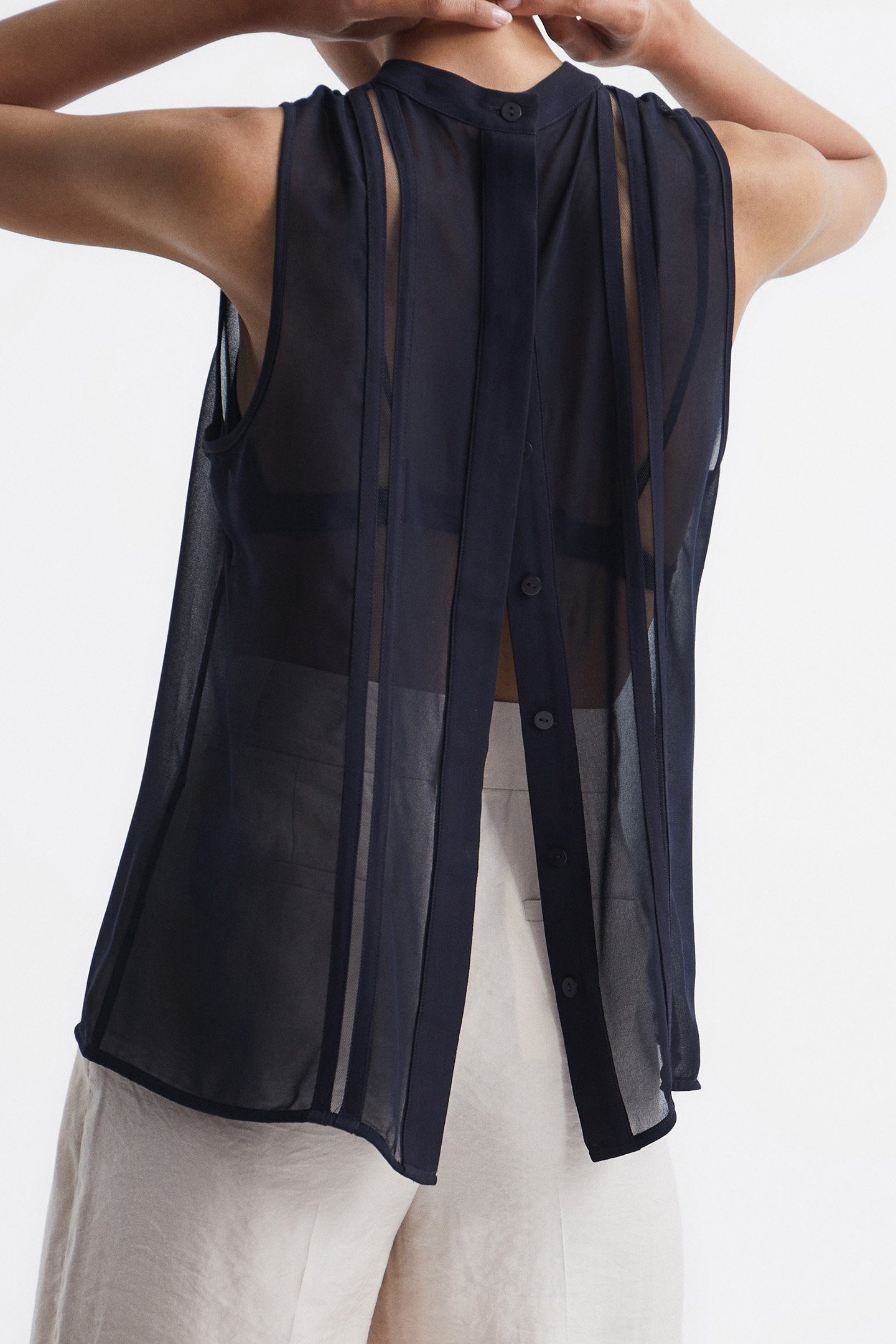 EMERY-SHEER STRIPE PANEL NAVY 7