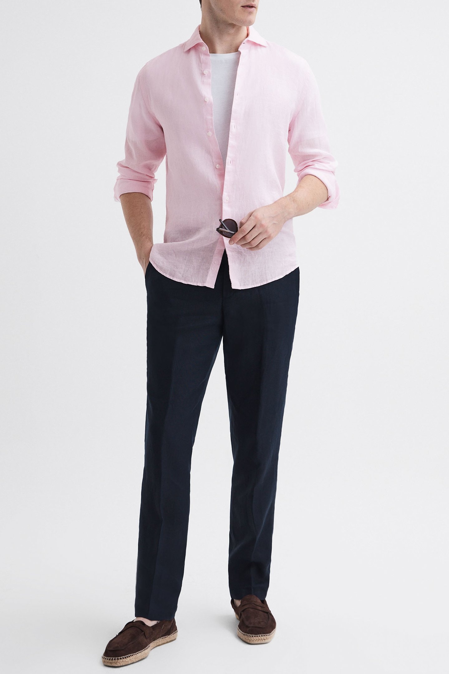 RUBAN-LS LINEN SHIRT SOFT PINK 1