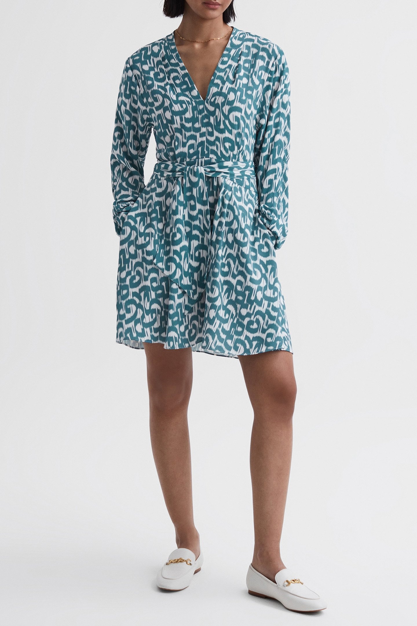 BRIELLA-IKAT PRINT FLIPPY TEAL/WHITE 1