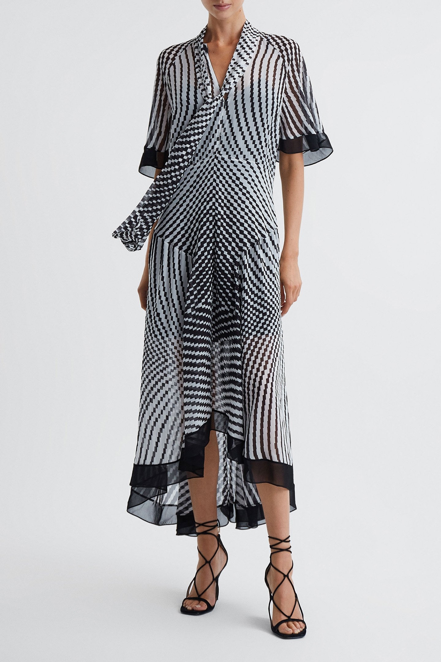 CHECK MIDI DRESS BLACK/WHITE 1