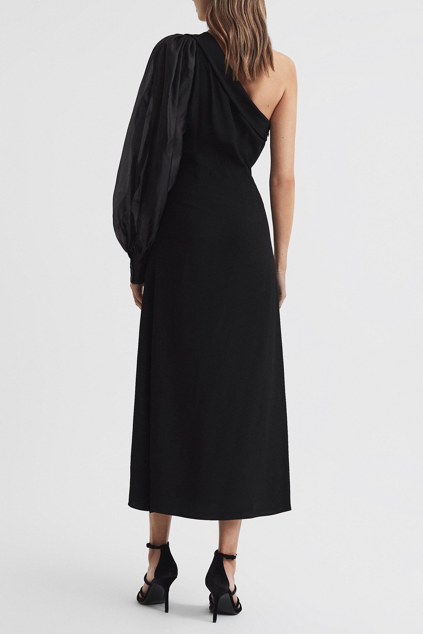 SHEER EXAGGERATED SLEEVE DRESS BLACK 2