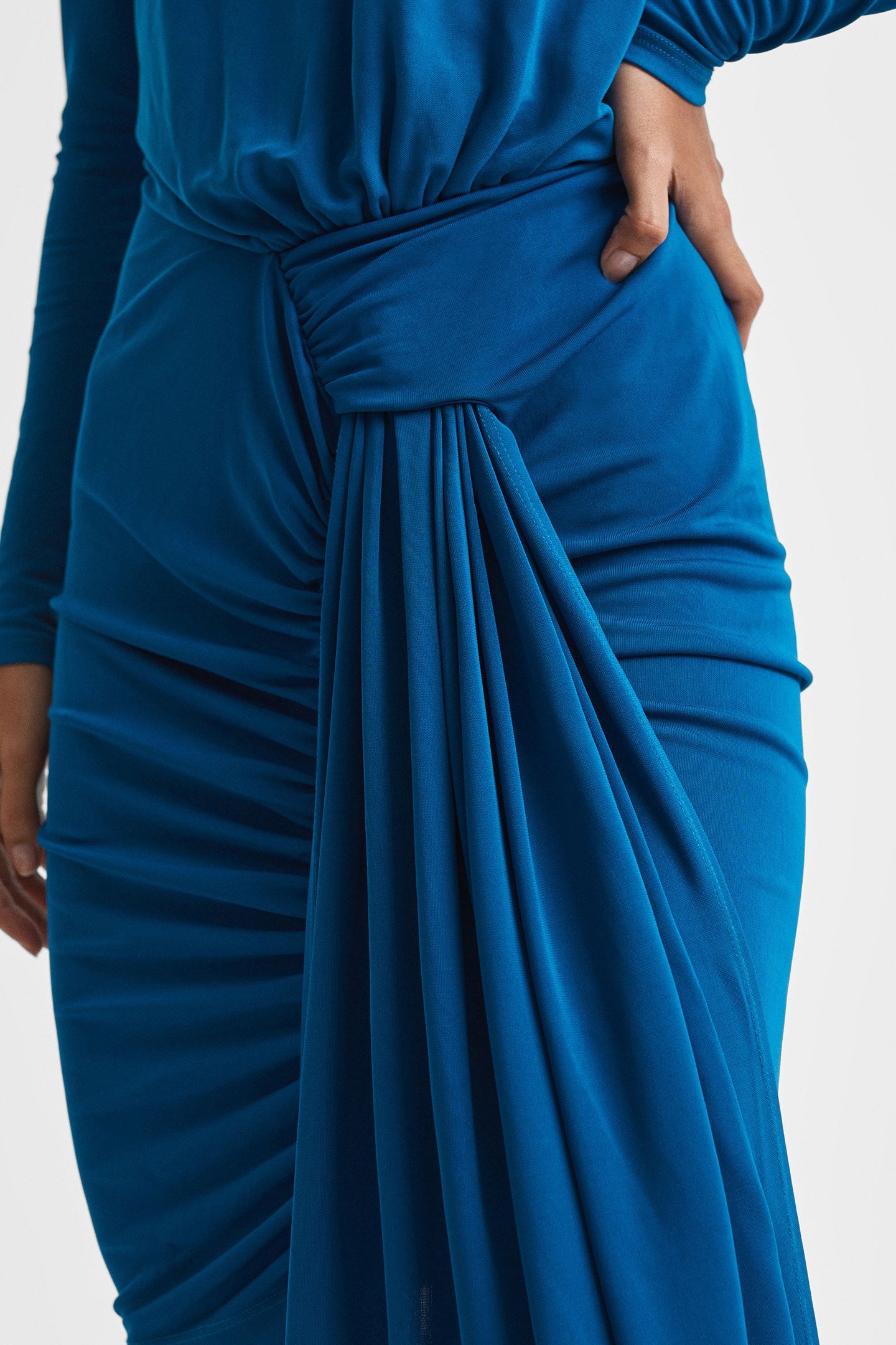 JERSEY RUCHED DIAMANTE DETAIL MINI TEAL 4