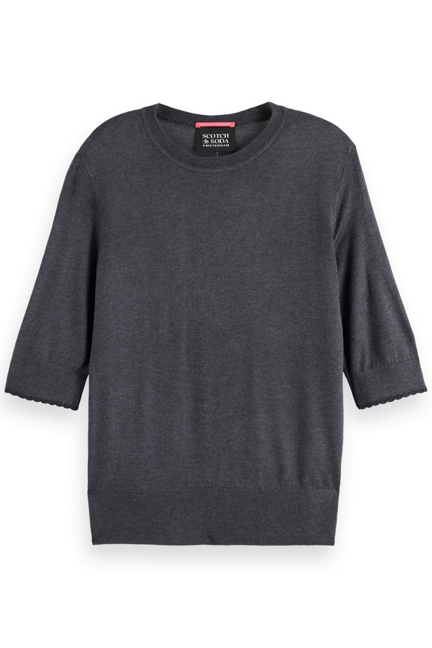 CREW NECK SHORT SLEEVED PULLOVER CHARCOAL MELANGE 1