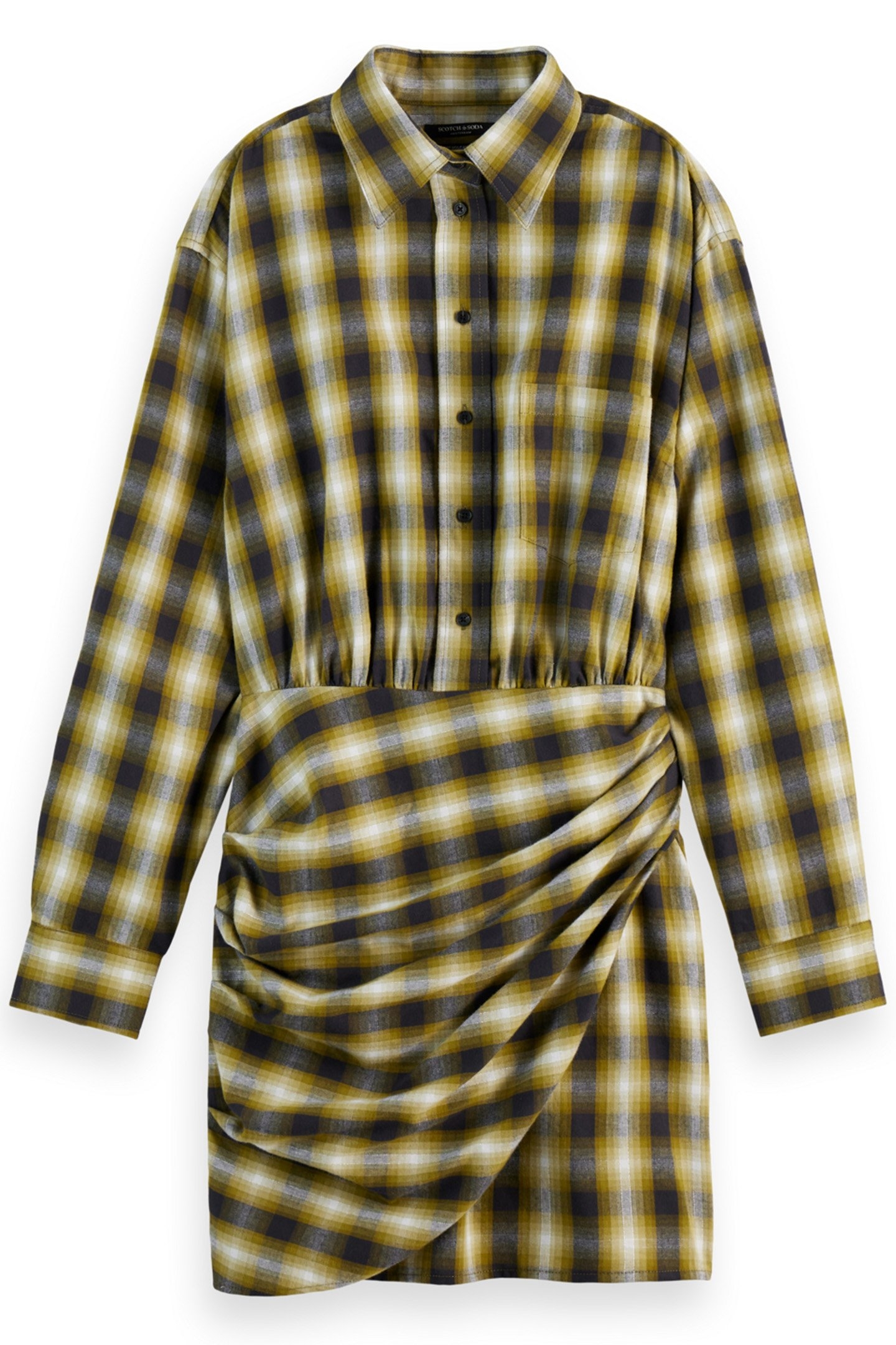 FLANNEL MINI WRAP DRESS OLIVE CHECK 3