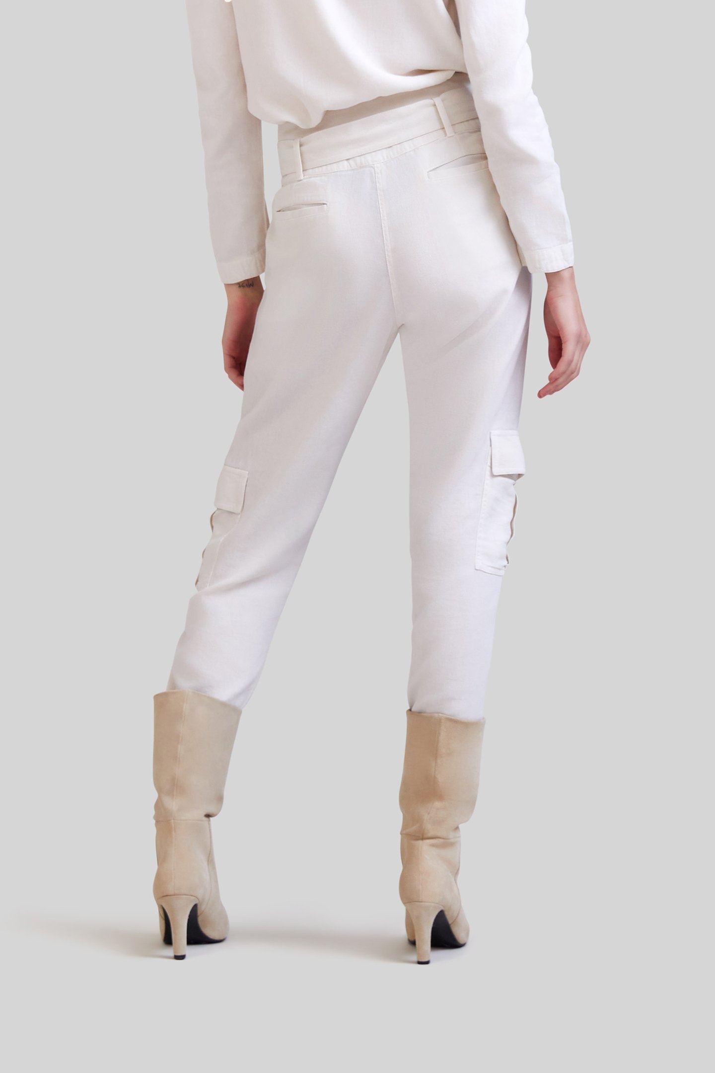 LIMESTONE ORGANIC COTTON BELTED CARGO TROUSERS 2