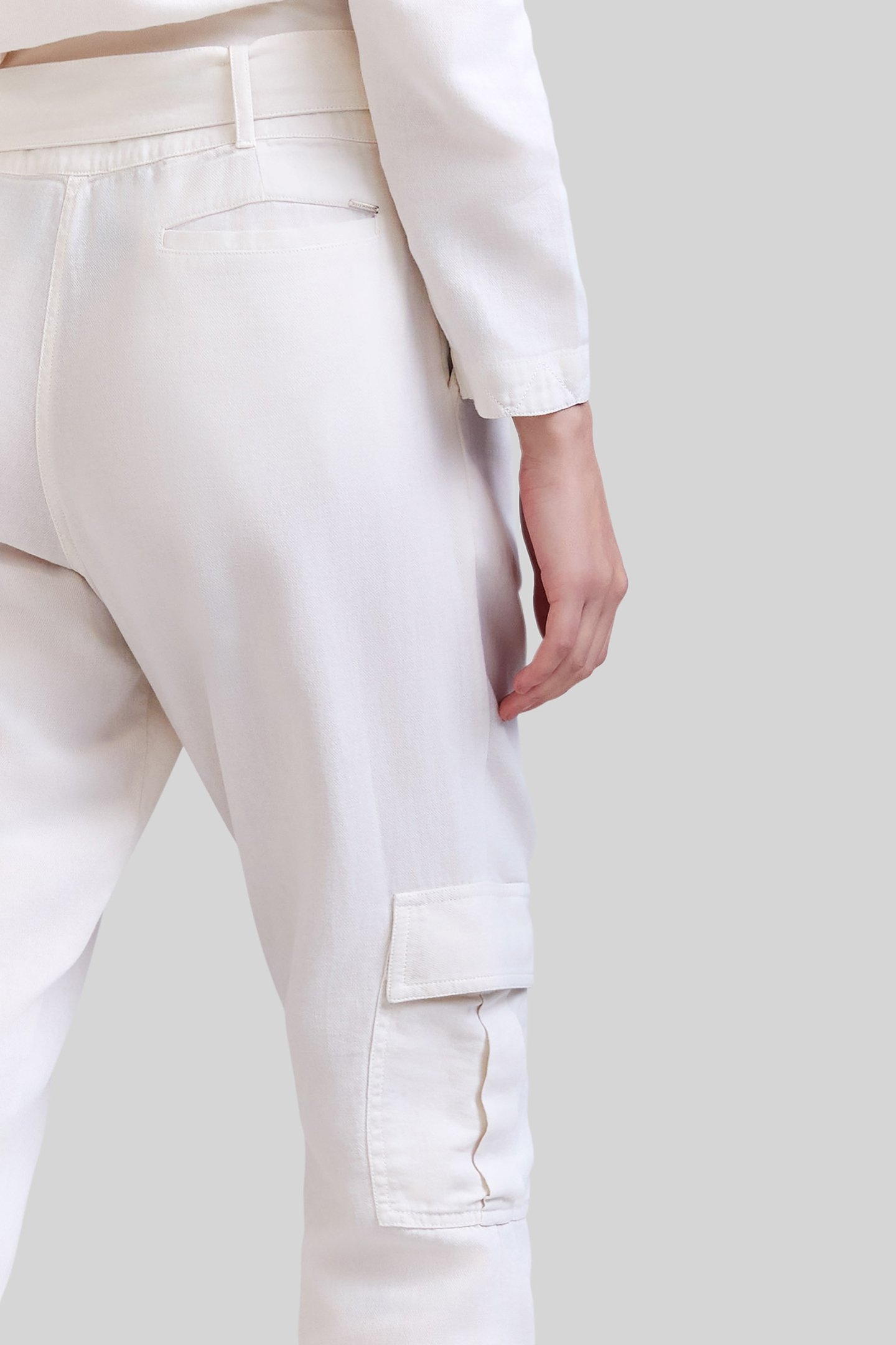 LIMESTONE ORGANIC COTTON BELTED CARGO TROUSERS 4