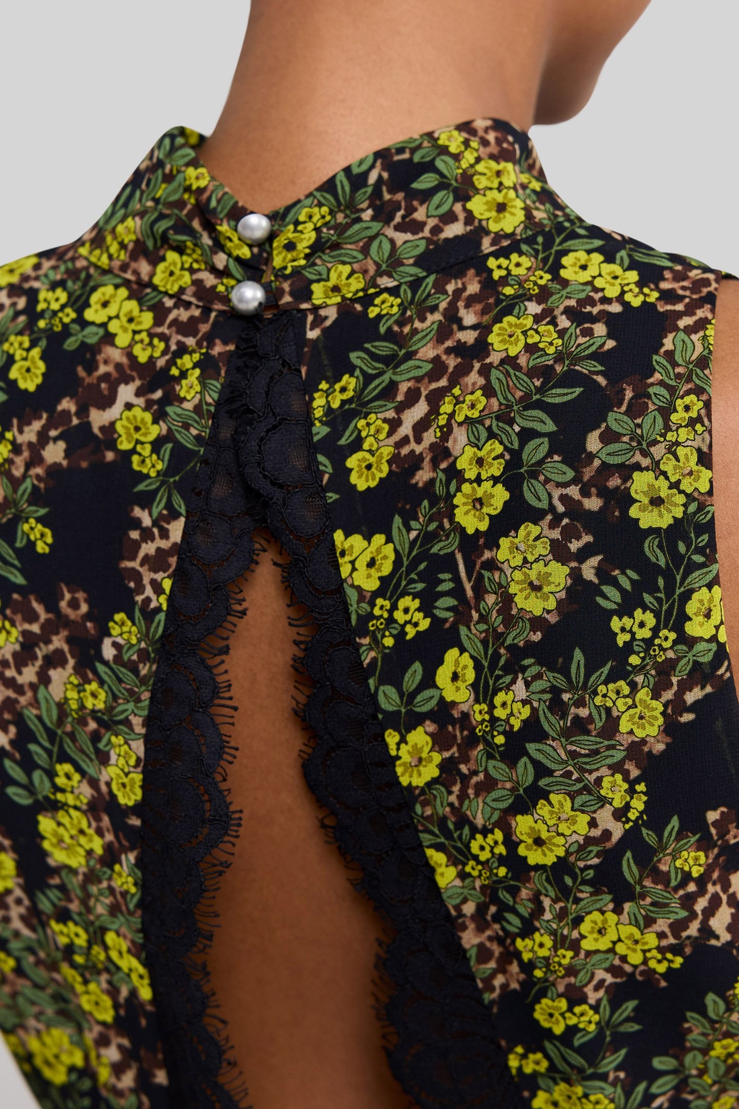 BLACK RECYCLED LONG DRESS, FLORAL LEOPARD PRINT 7