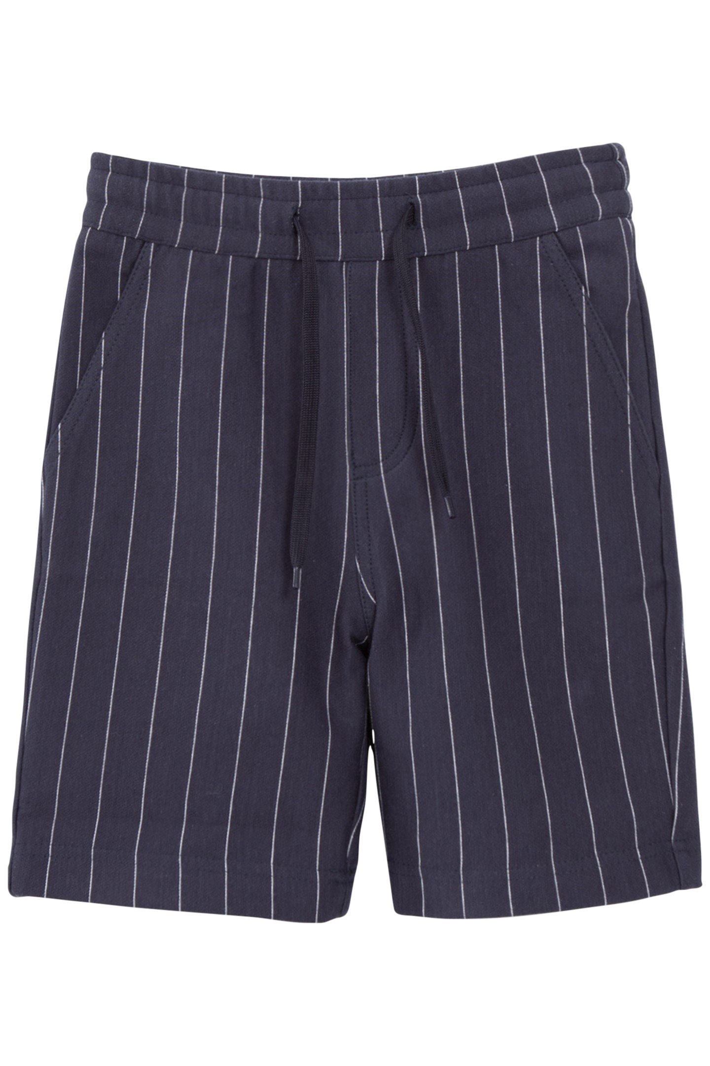 BOYS' NAVY KNIT PINSTRIPED BERMUDA SHORTS 1