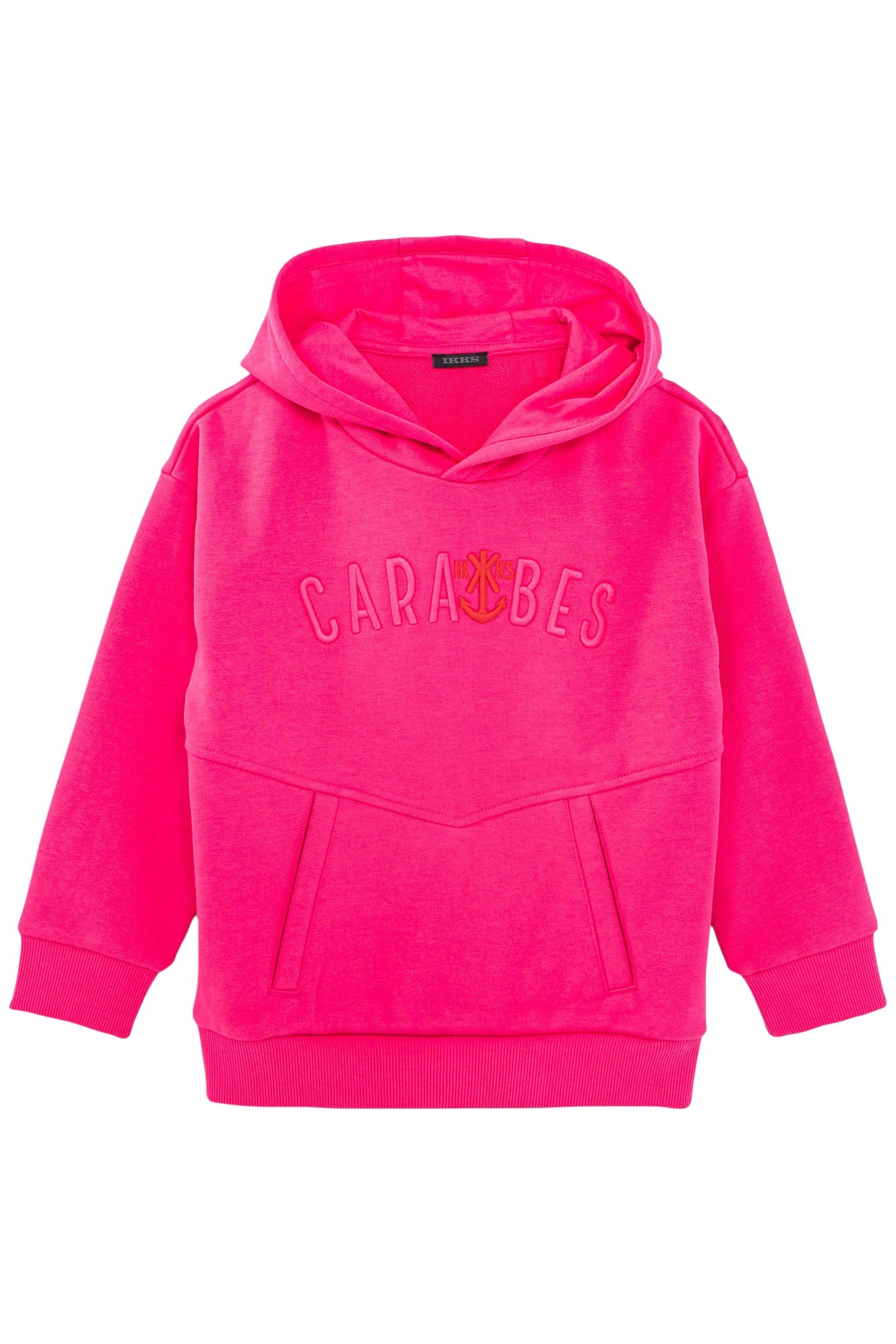 BOYS' PINK ORGANIC COTTON HOODIE, XL EMBROIDERED SLOGAN 1