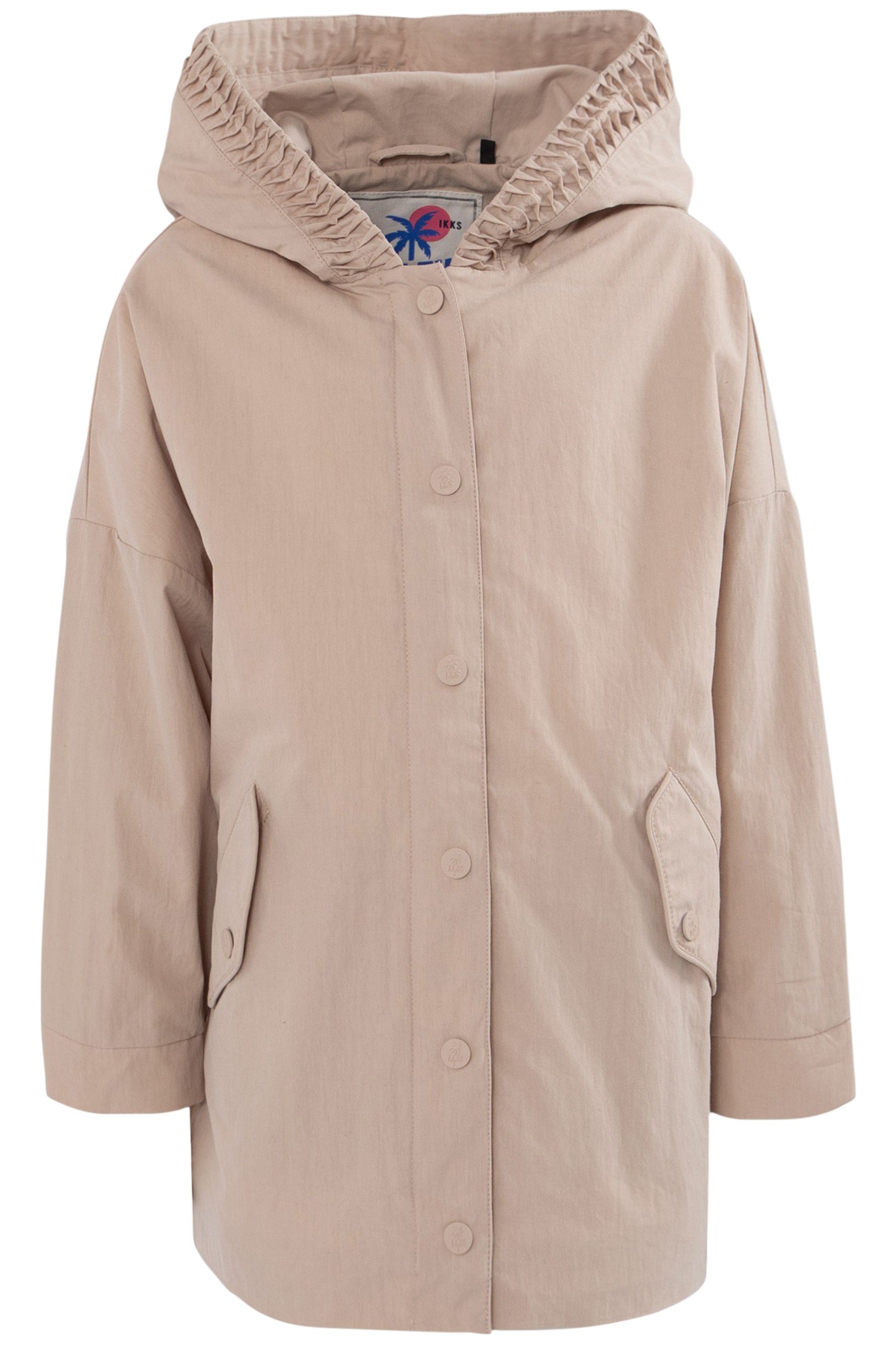 GIRLS' BEIGE TRENCH COAT WITH DECORATIVE DETAIL ON HOOD 1