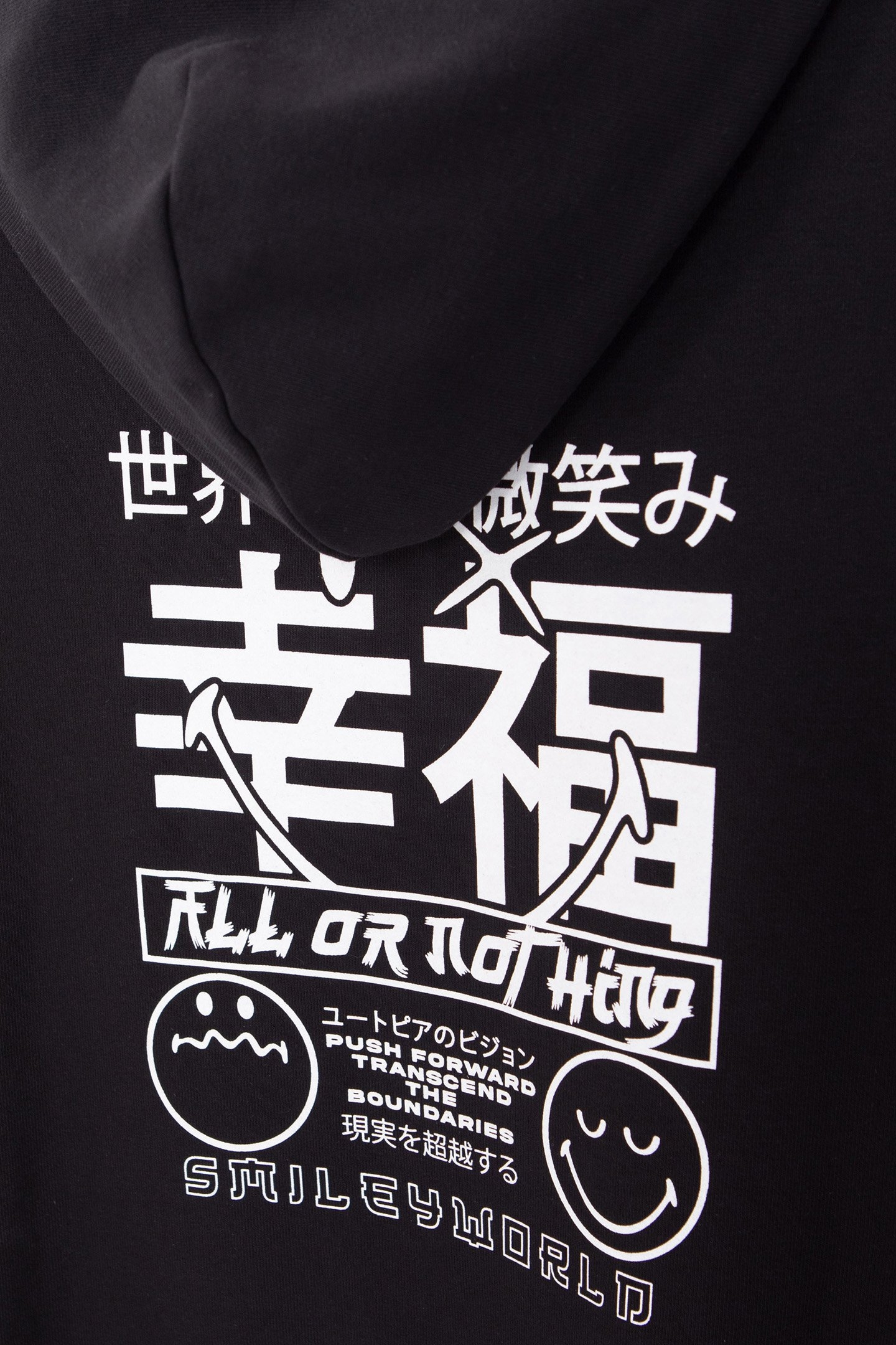 GIRLS’ BLACK HOODIE WITH WHITE EMBROIDERED SMILEYWORLD IMAGE 6