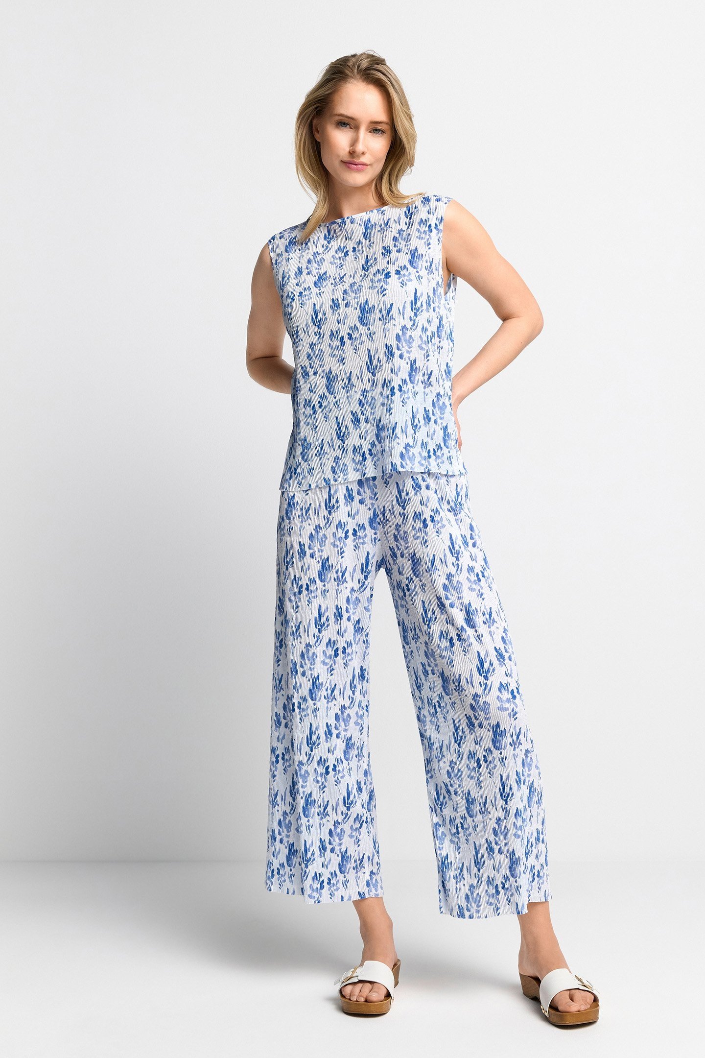 PRINTED CRINKLE TOP RECYCLED COTTON BLUE 2