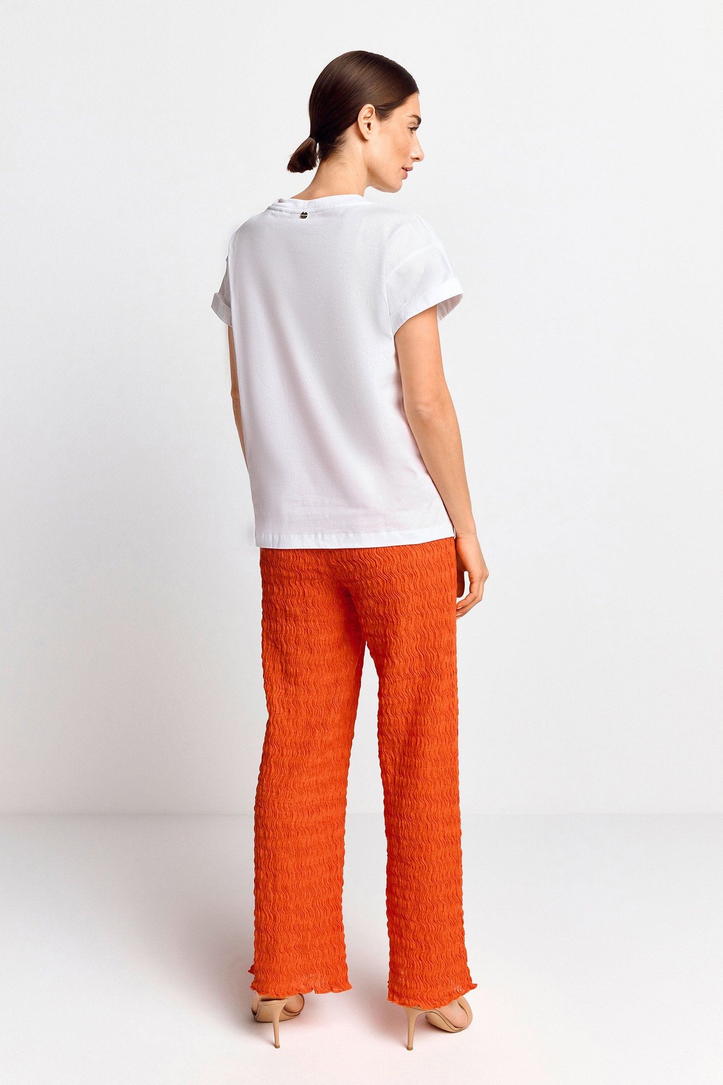 CRINKLED STRAIGHT LEG PANTS CHERRY TOMATO 2