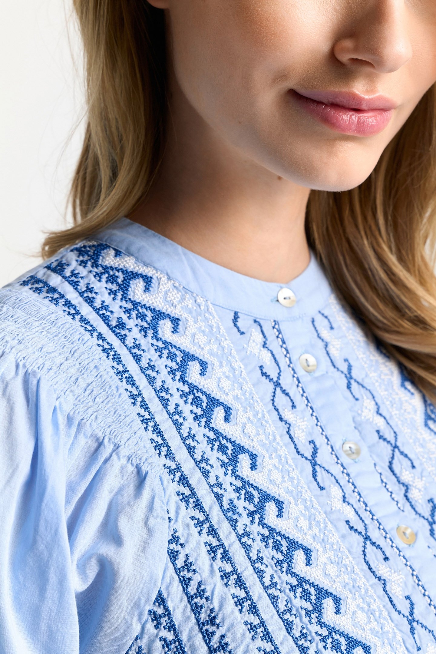 MINI DRESS WITH EMBROIDERY ORGANIC COTTON BLUE 5