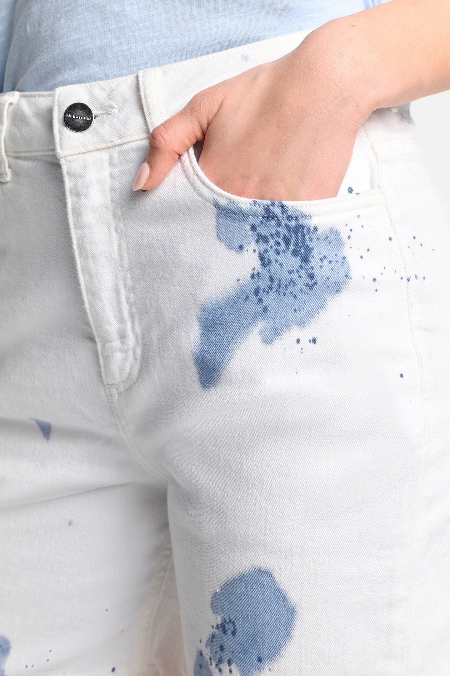 TIE DYE DENIM SHORTS ORGANIC WHITE 5