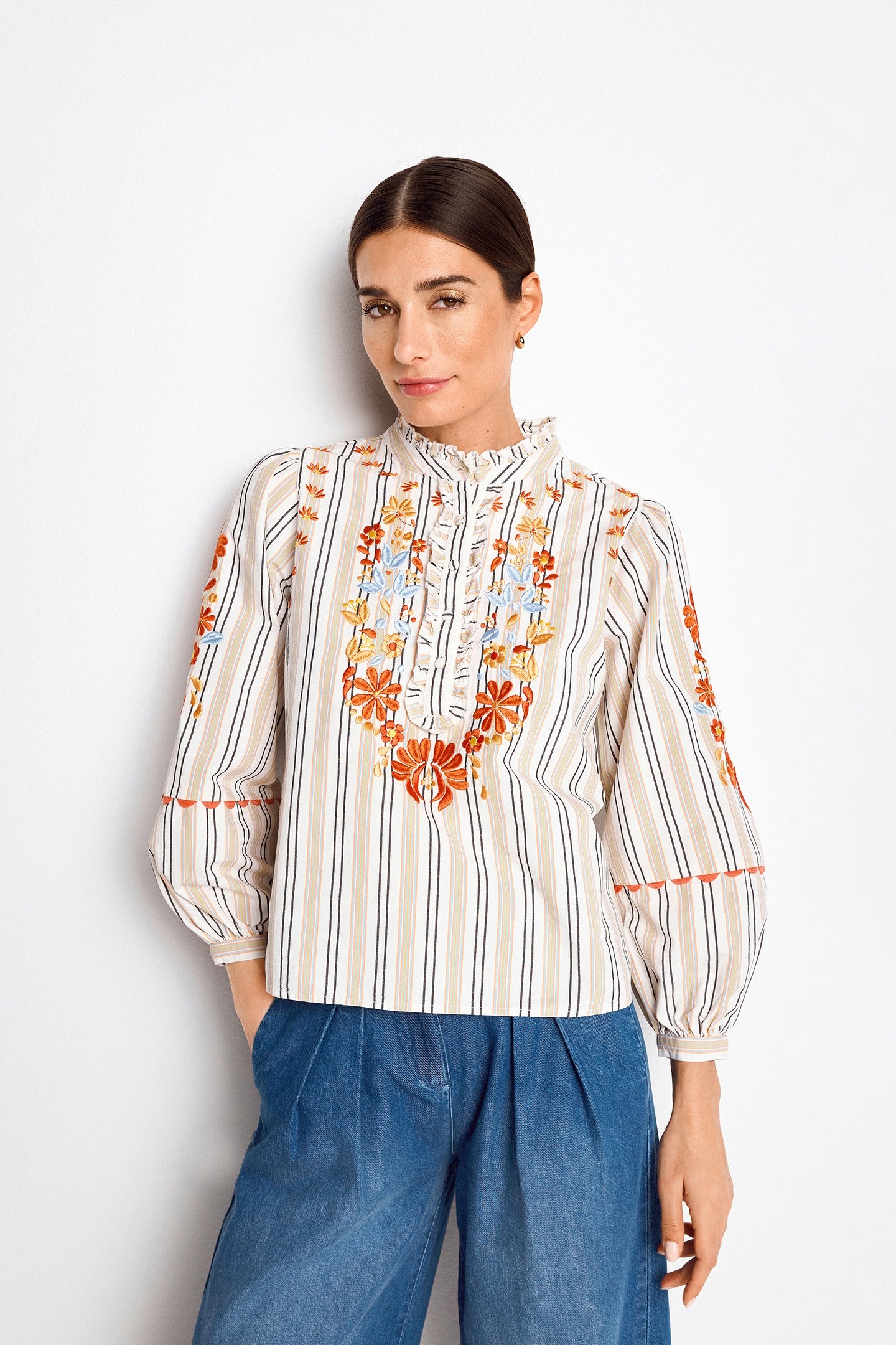 BLOUSE WITH MULTICOLOUR EMROIDERY ORGANIC ORIGINAL 1