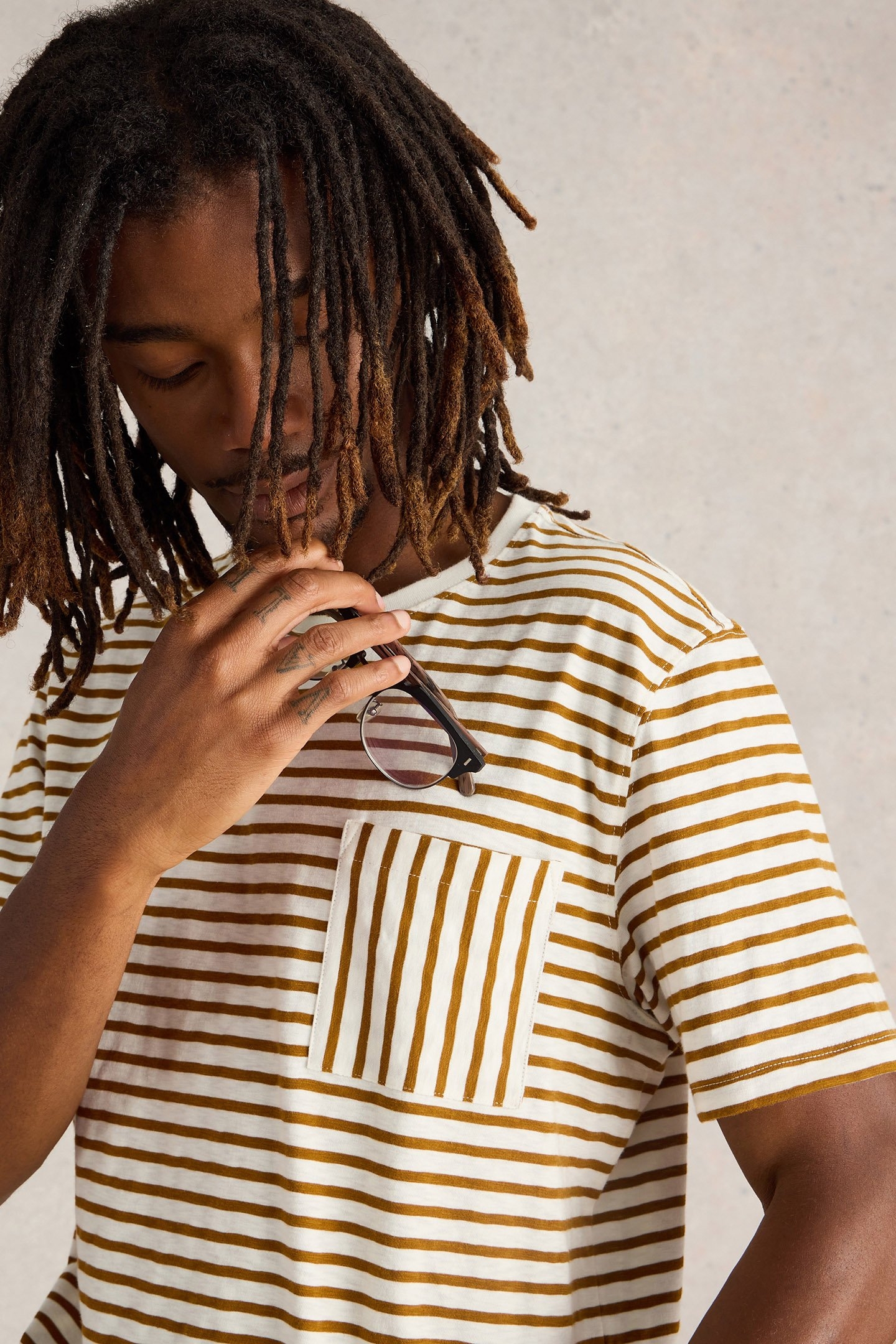 ABERSOCH STRIPE SS TEE NATURAL MULTI 5