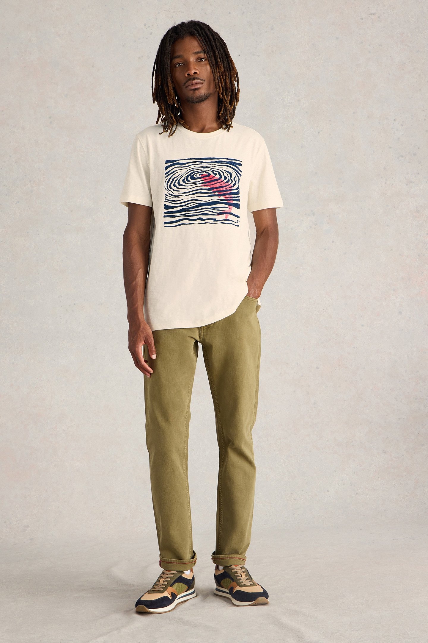 FISH FLOCK GRAPHIC TEE WHITE PRINT 1