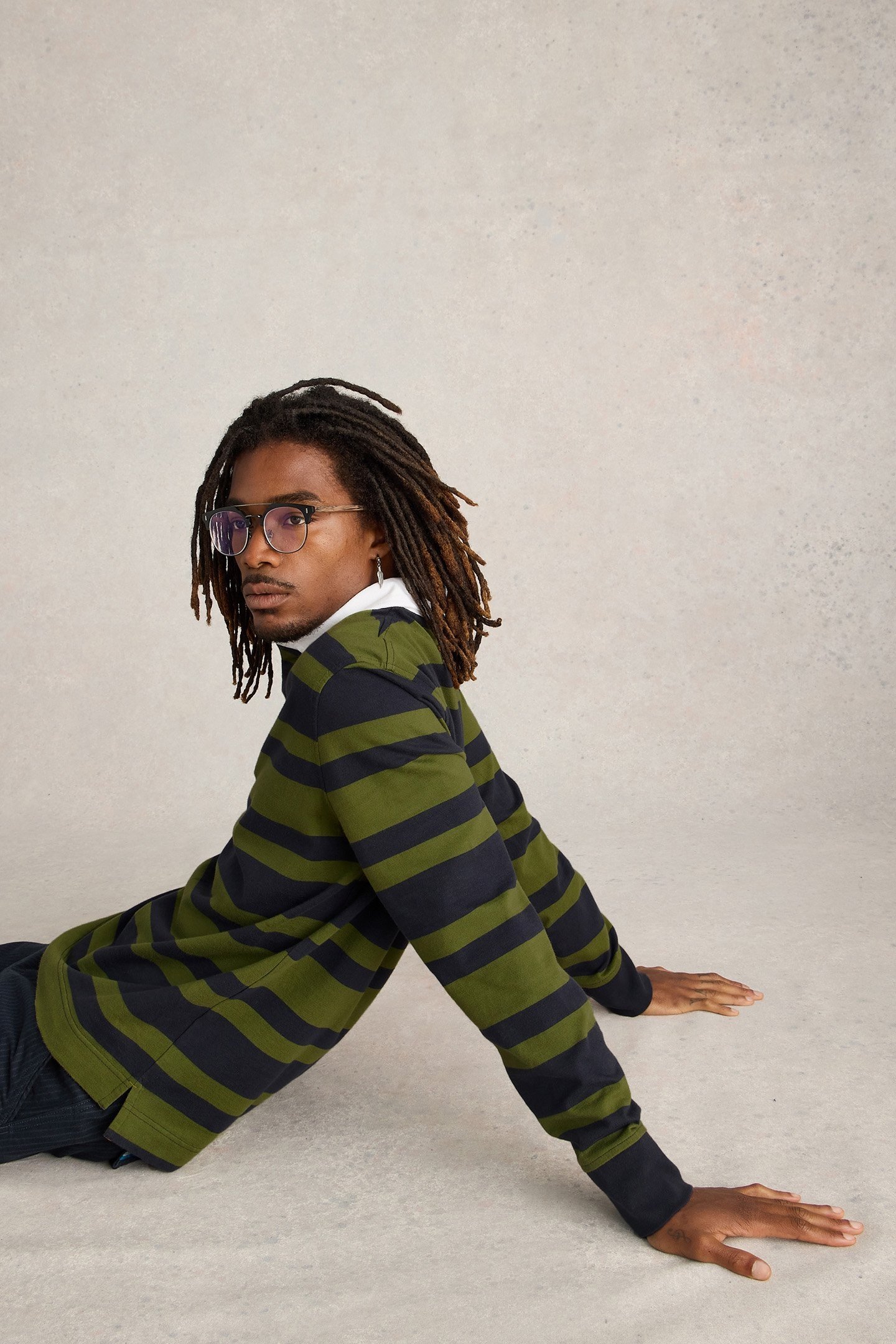 LS STRIPE RUGBY SHIRT GREEN MULTI 4