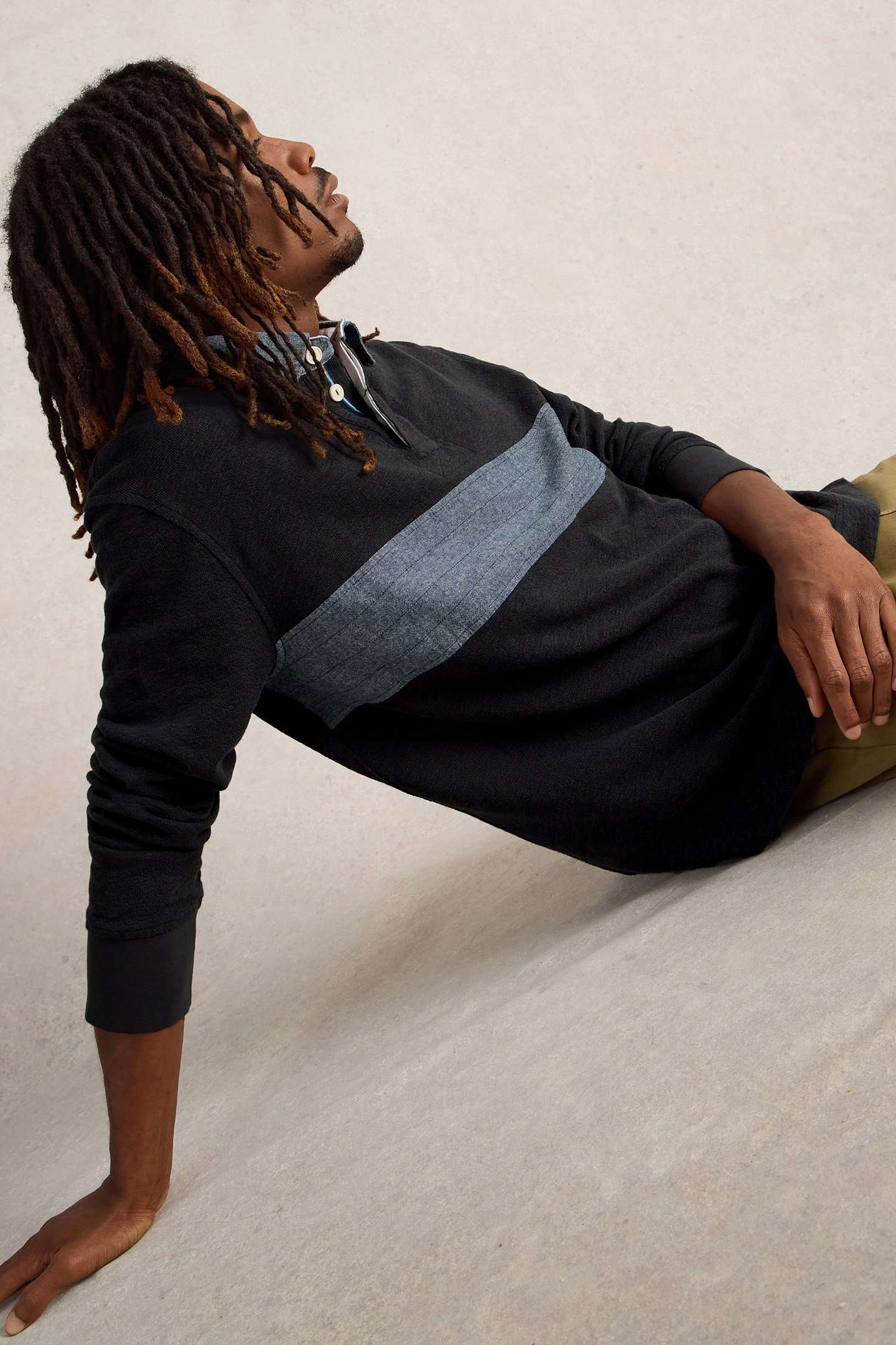 CUT & SEW RUGBY SHIRT MID BLUE 4