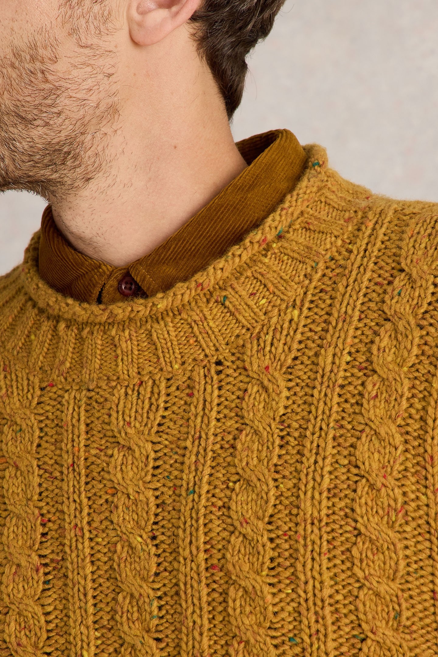 CABLE MIX CREW NECK MID YELLOW 5