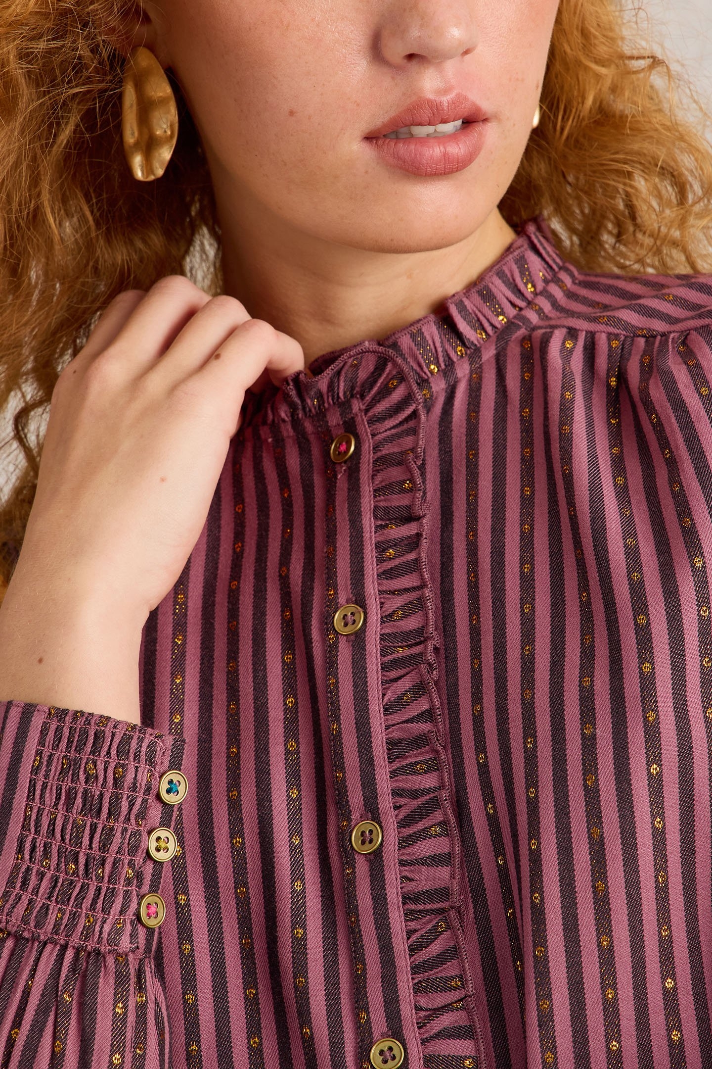 ASTER METALLIC STRIPE SHIRT PLUM MULTI 5