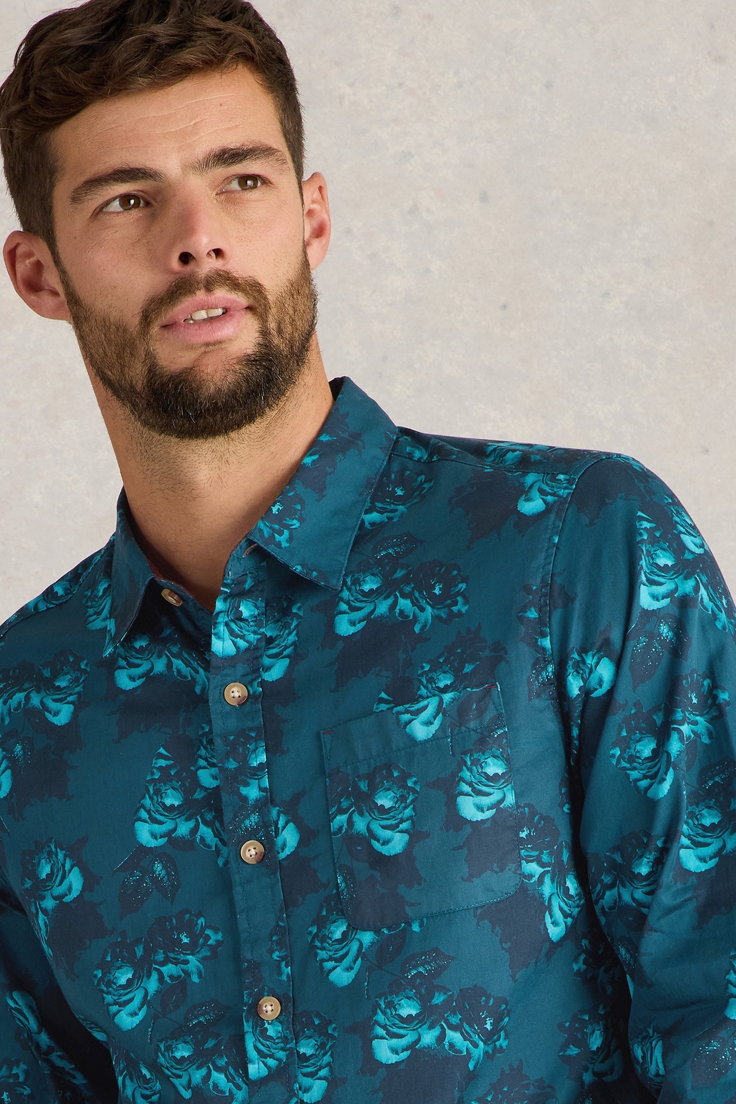 DARK FLORAL PRINTED SHIRT BLUE PRINT 5