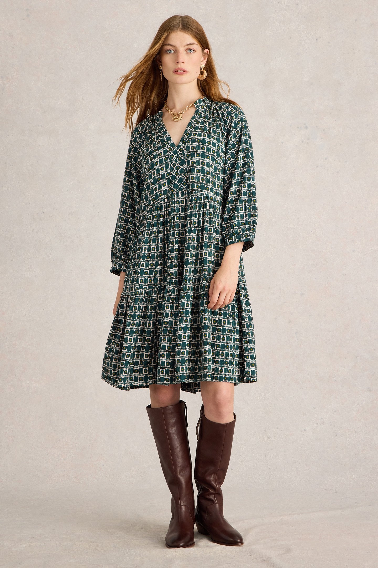 SOPHIA DRESS TEAL PRINT 1