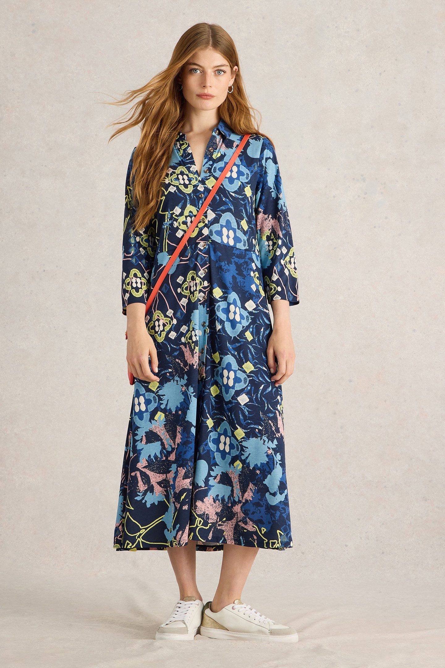 RUA JERSEY SHIRT DRESS BLUE PRINT 1