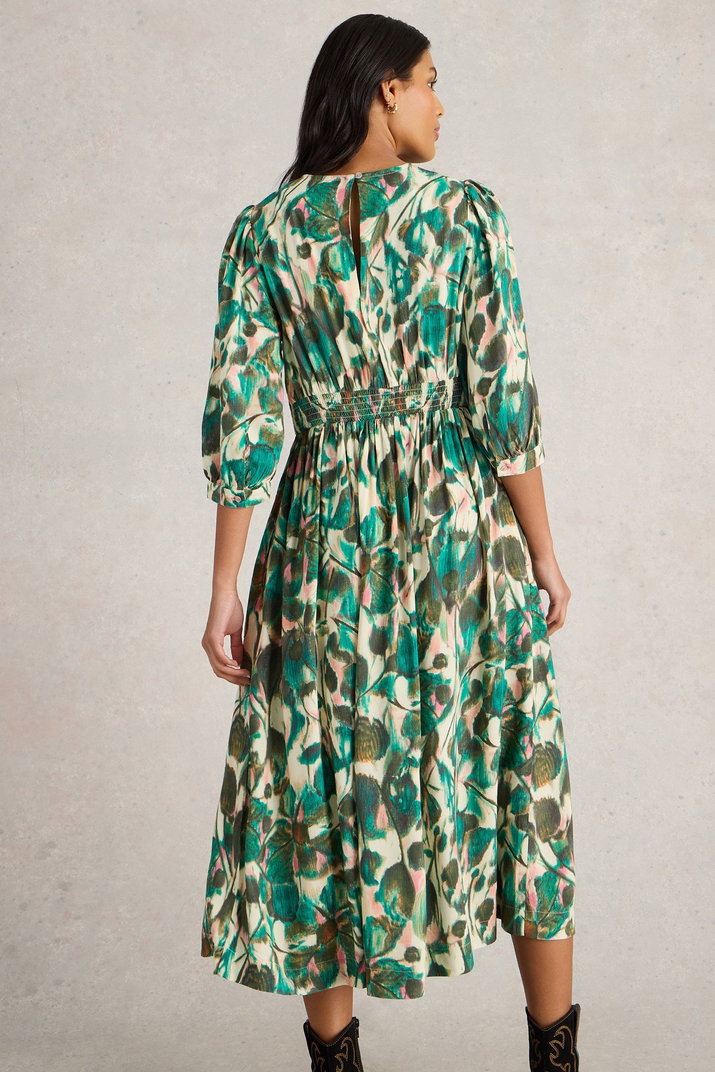 LUCY MIDI DRESS GREEN PRINT 2