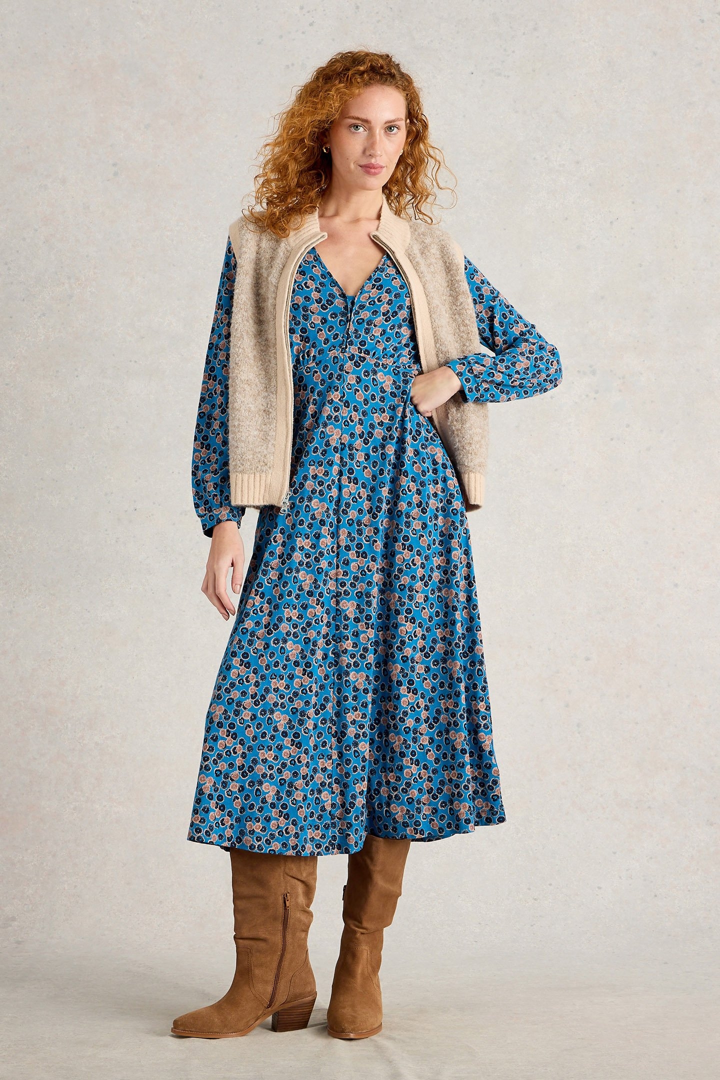 MEGAN JERSEY DRESS BLUE MULTI 4