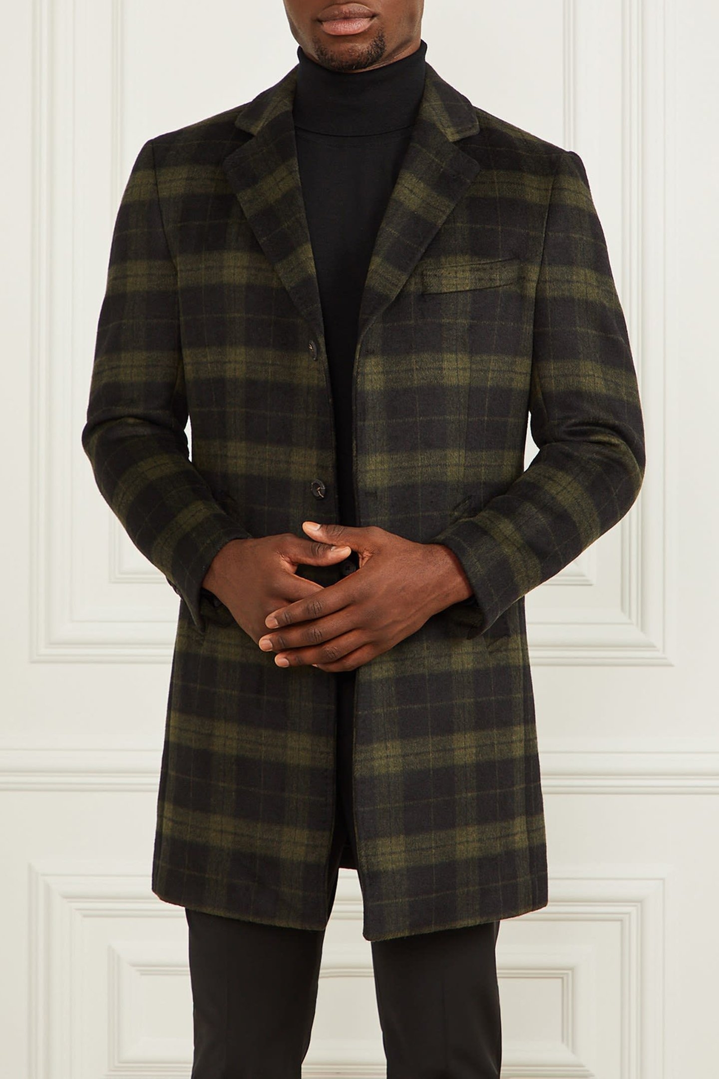 SINGLE BREASTED CHEC OLIVE CHECK 6