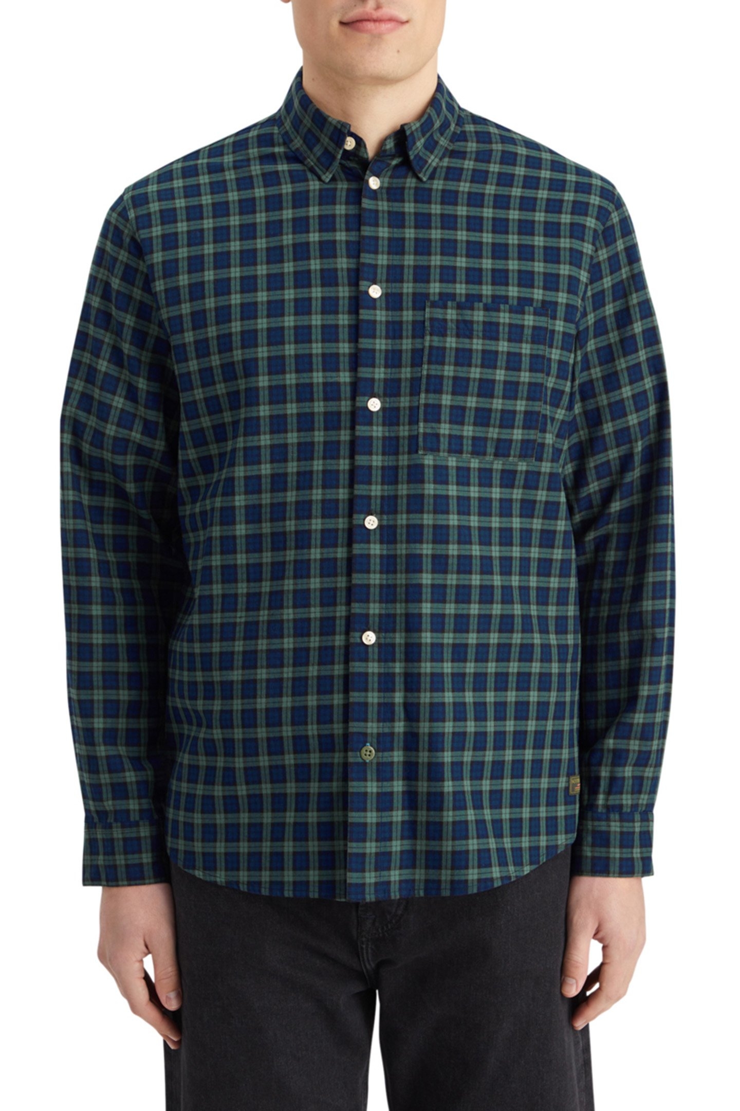 RELAXED FIT LIGHTWEIGHT FLANNEL CHECK SHIRT GREEN CHECK 1