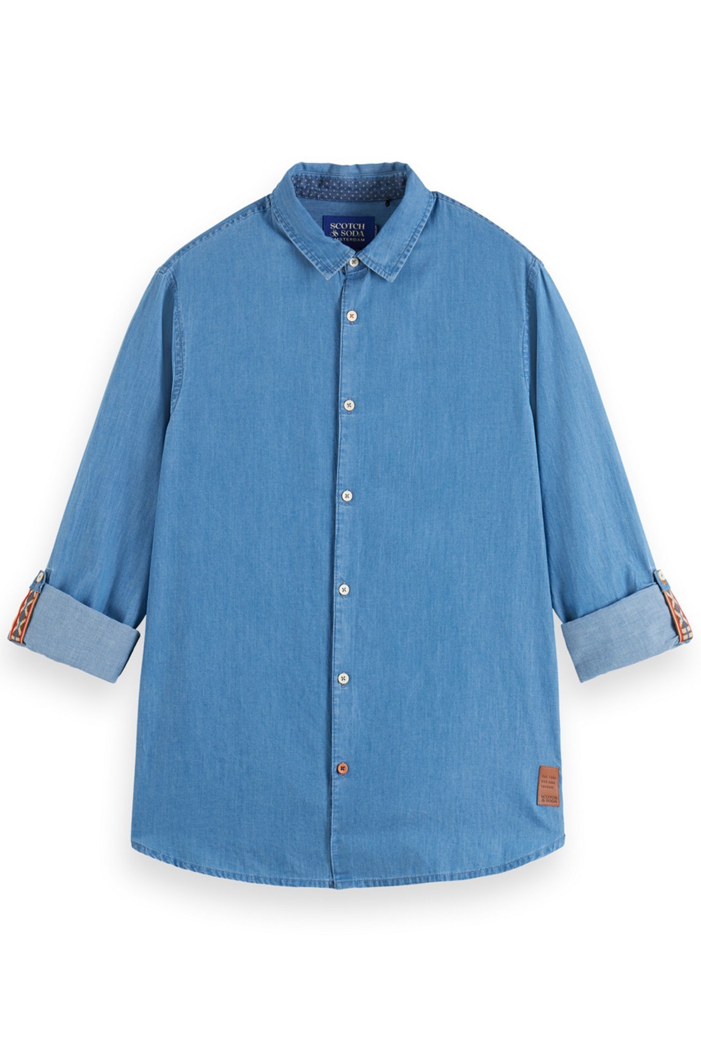 SMART INDIGO LIGHTWEIGHT DENIM SHIRT WITH SLEEVE ADJUSTERS W 5