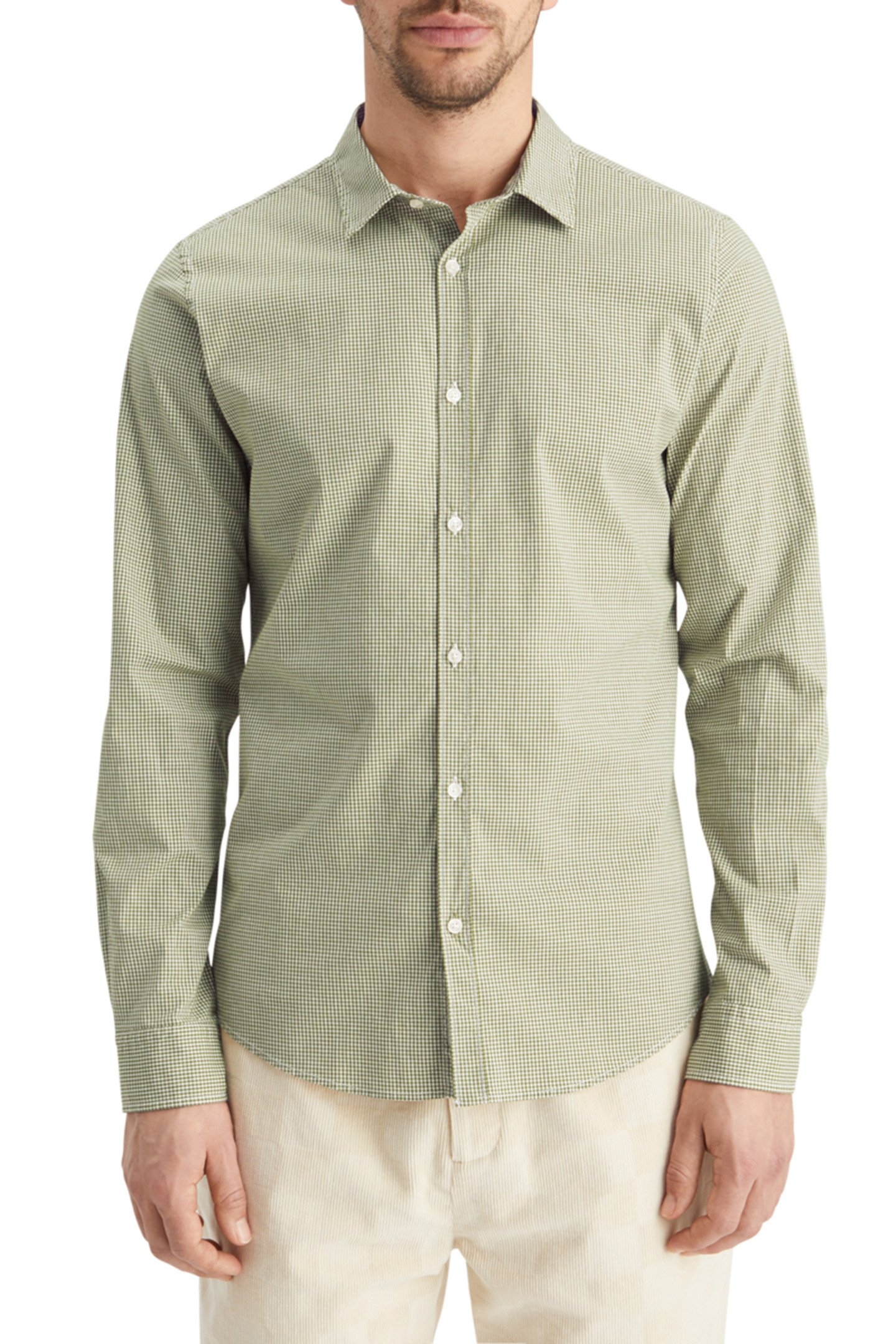 SEASONAL ESSENTIALS POPLIN CHECKED SHIRT GREEN CHECK 1